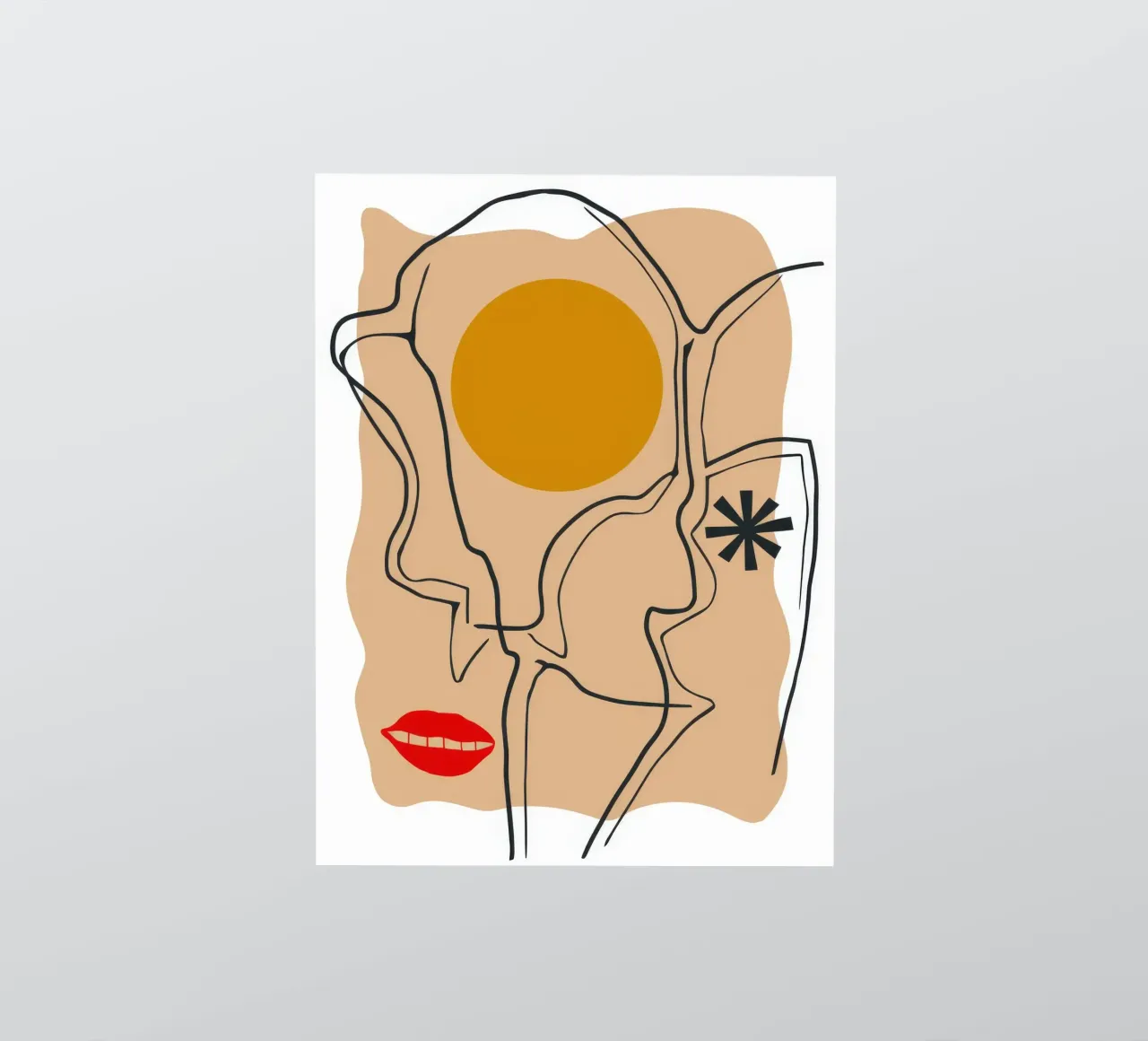 Espressione lineare del volto adesivo da Terra Tone