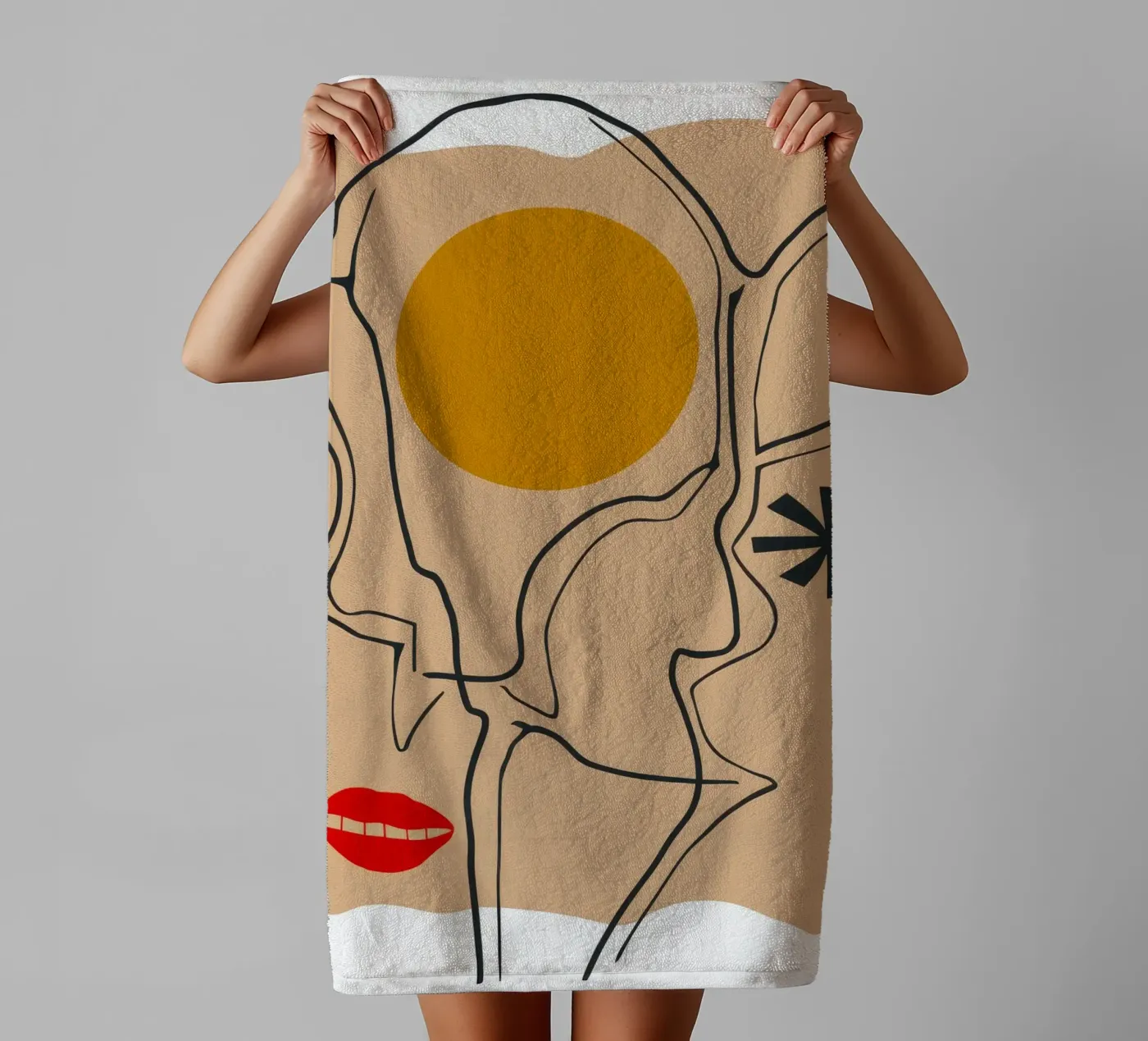 Linear Face Expression serviette de bain de Terra Tone