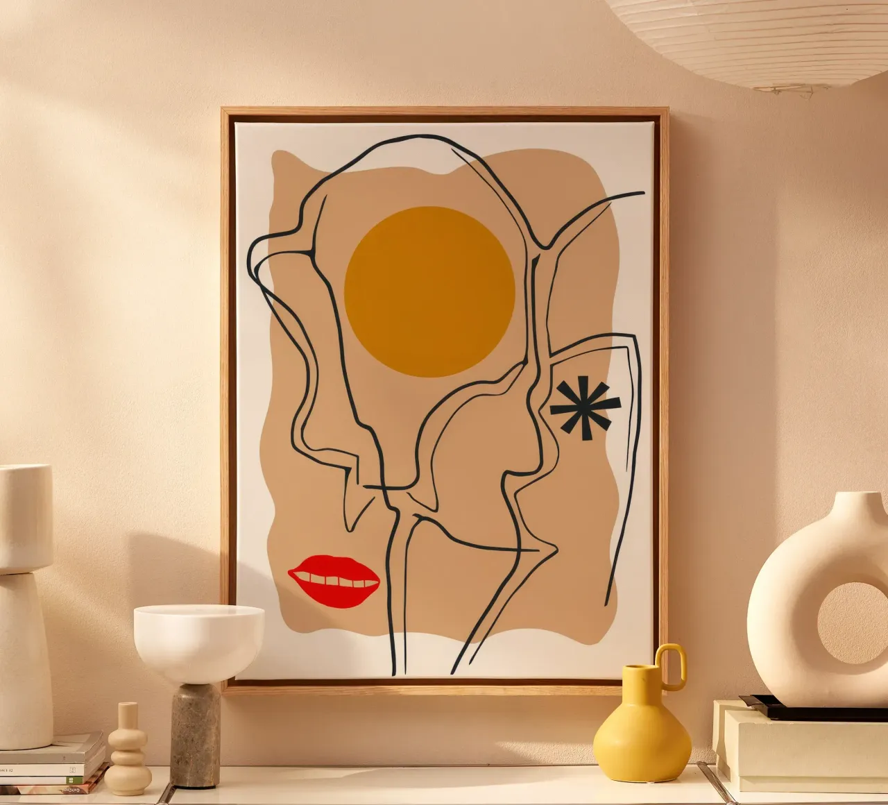 Lineaire gezichtsuitdrukking canvas van Terra Tone