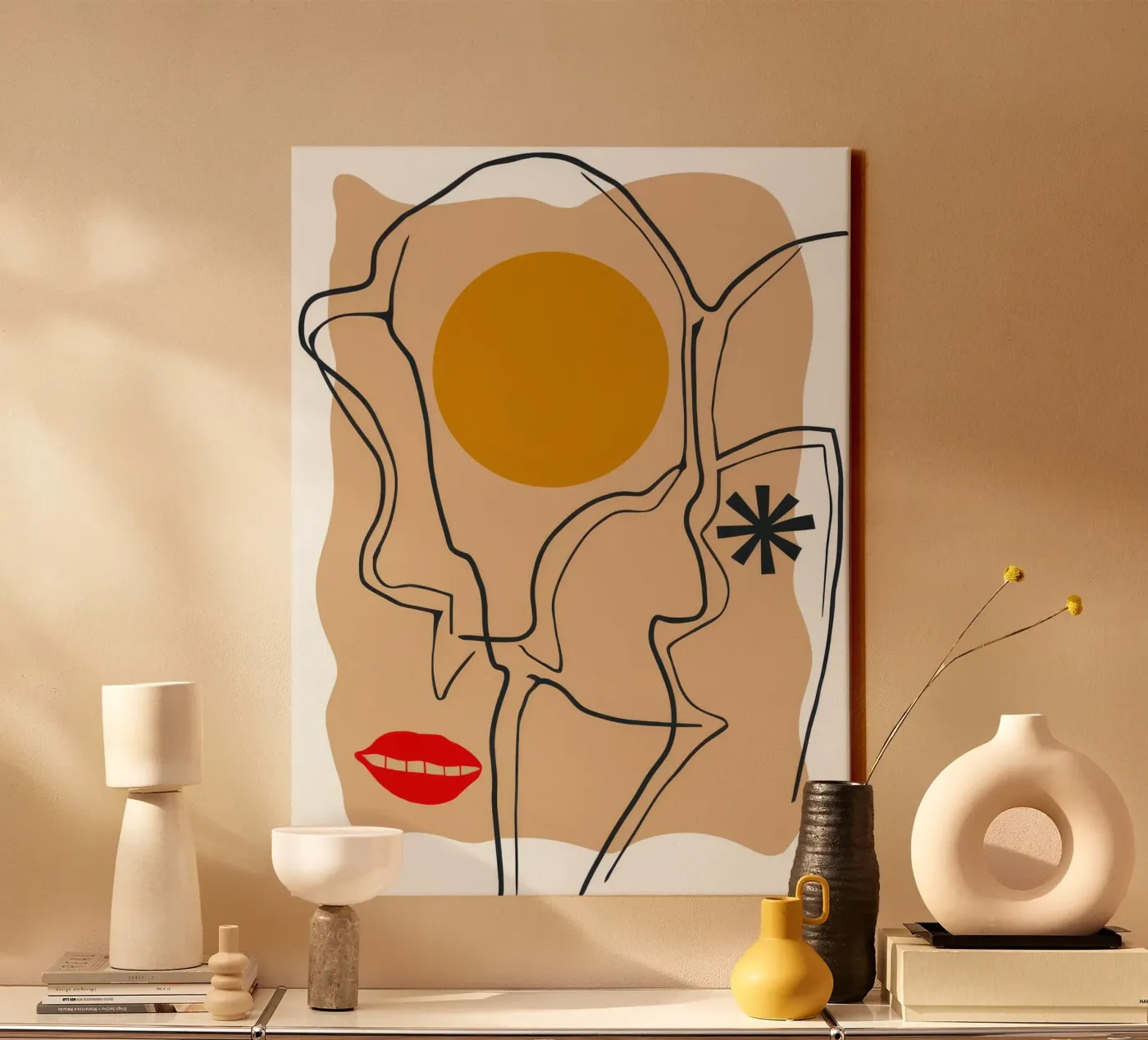 Lineaire gezichtsuitdrukking canvas van Terra Tone