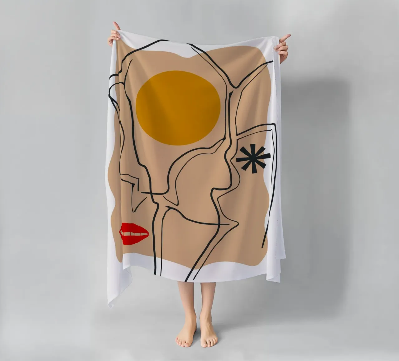 Linear Face Expression beach towel by Terra Tone