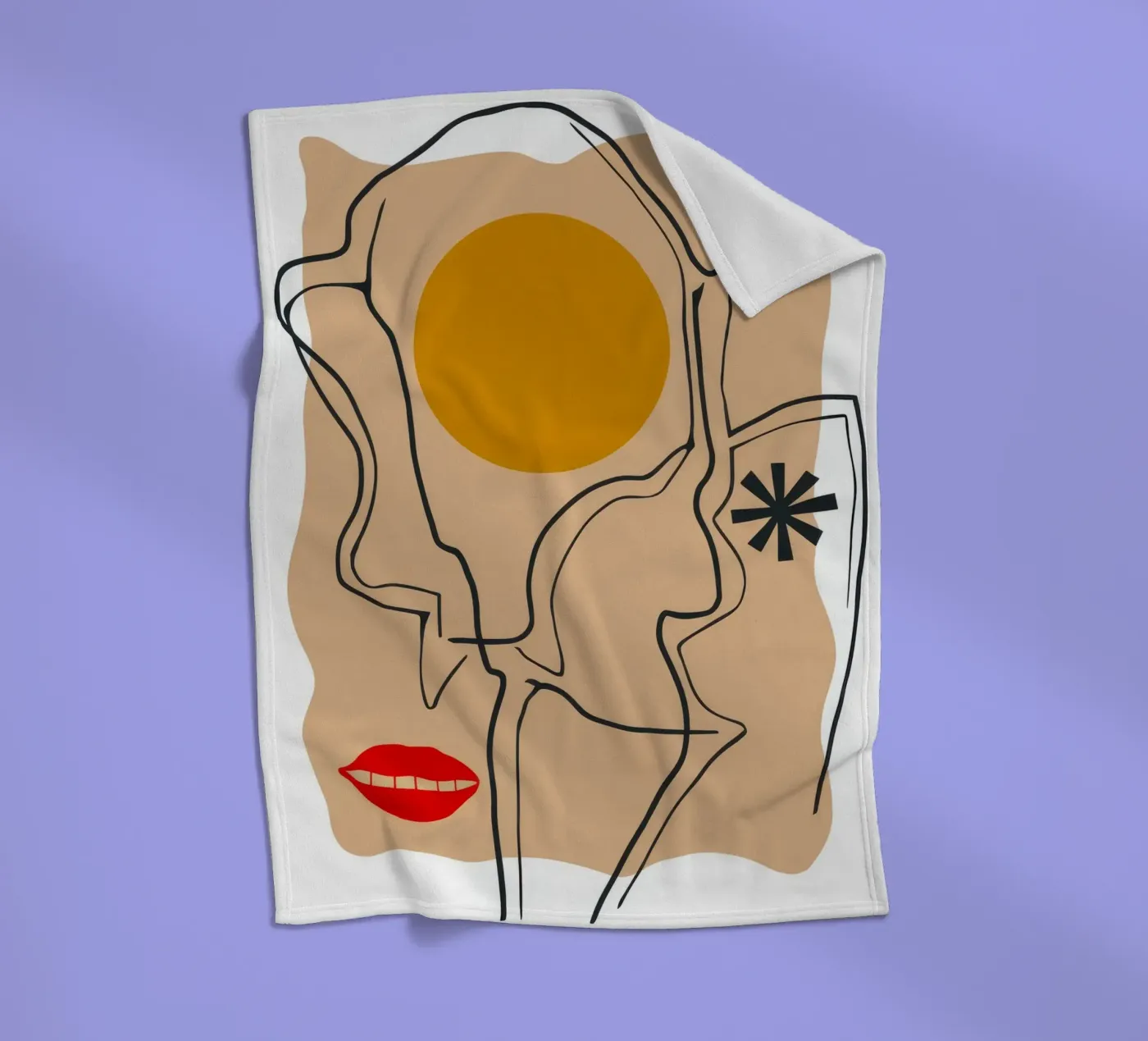 Lineaire gezichtsuitdrukking fleecedeken van Terra Tone