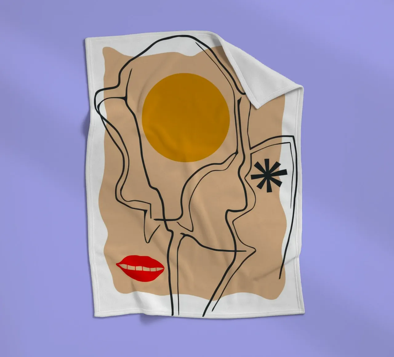 Linear Face Expression fleece blanket by Terra Tone