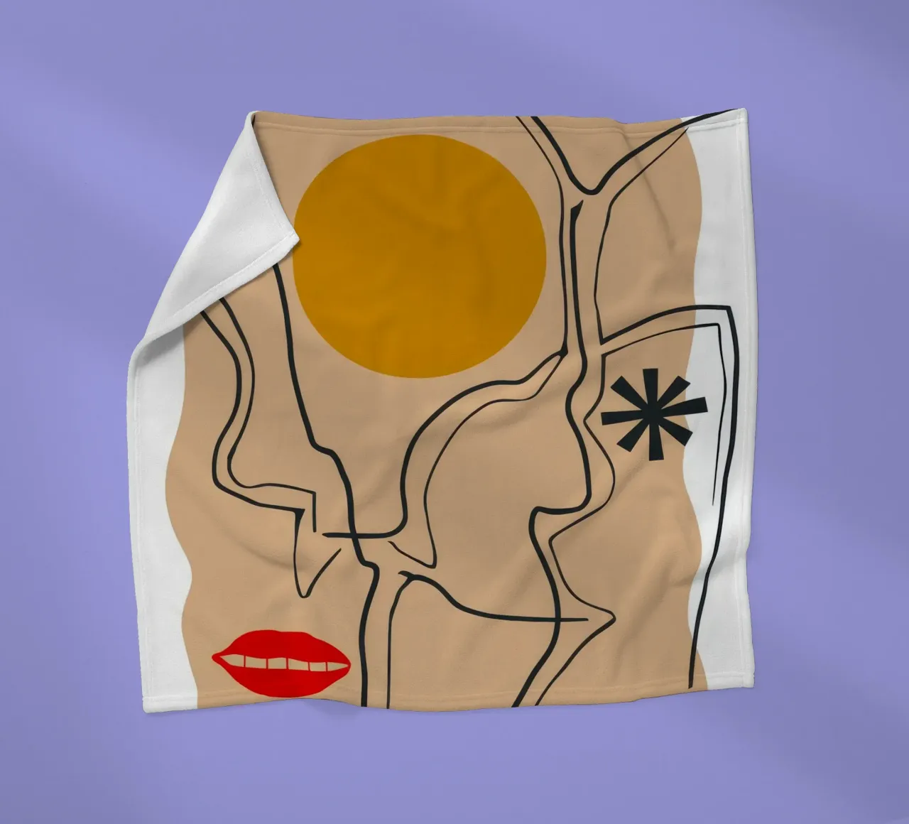 Linear Face Expression fleece blanket by Terra Tone