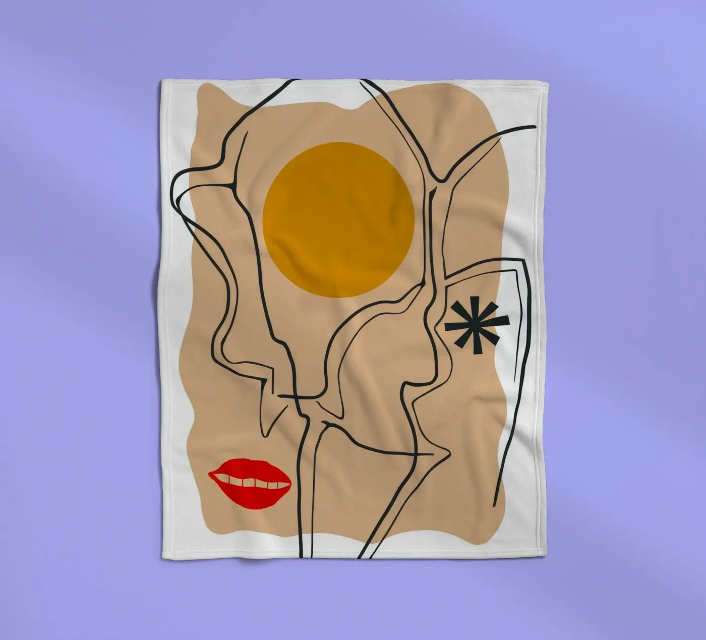 Lineaire gezichtsuitdrukking fleecedeken van Terra Tone