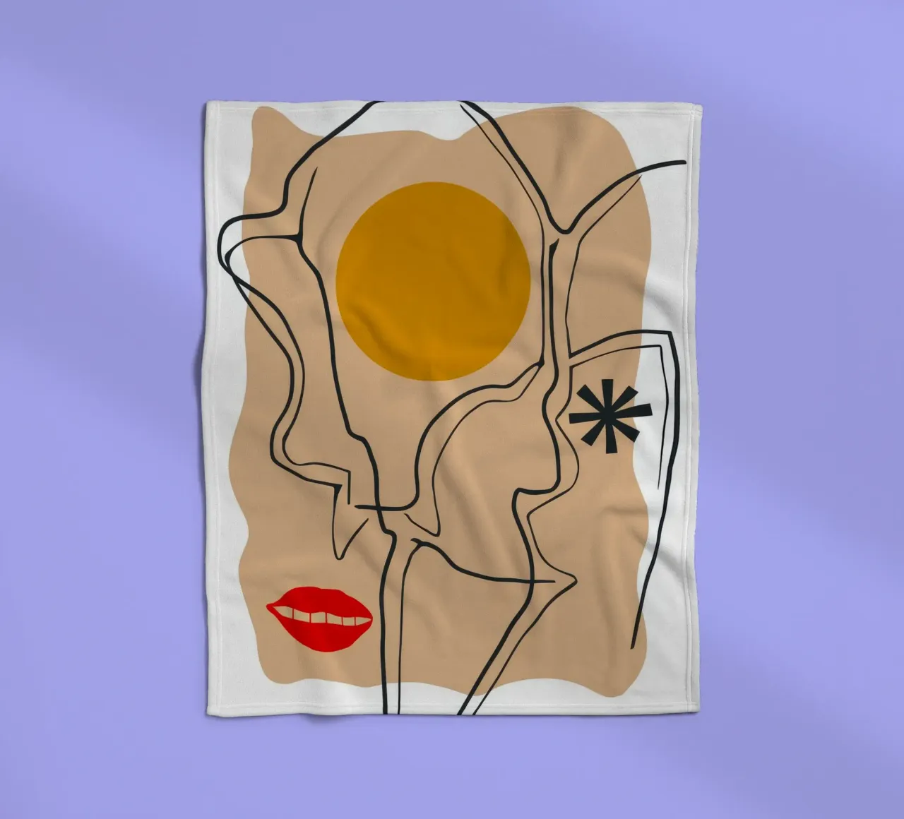 Linear Face Expression fleece blanket by Terra Tone