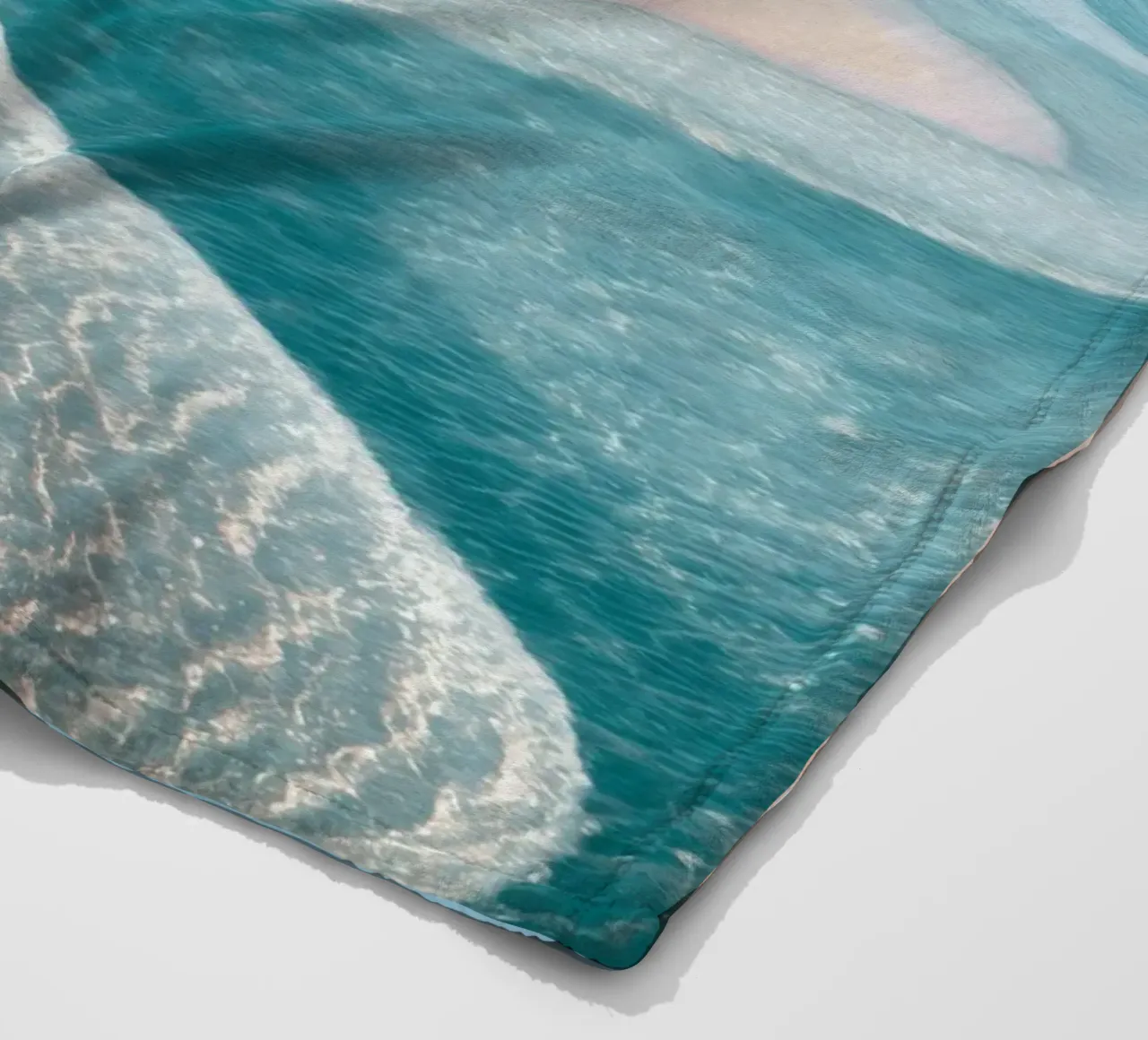 Sand Beach with Mountain Backdrop fleece blanket by Indigo Tides Art