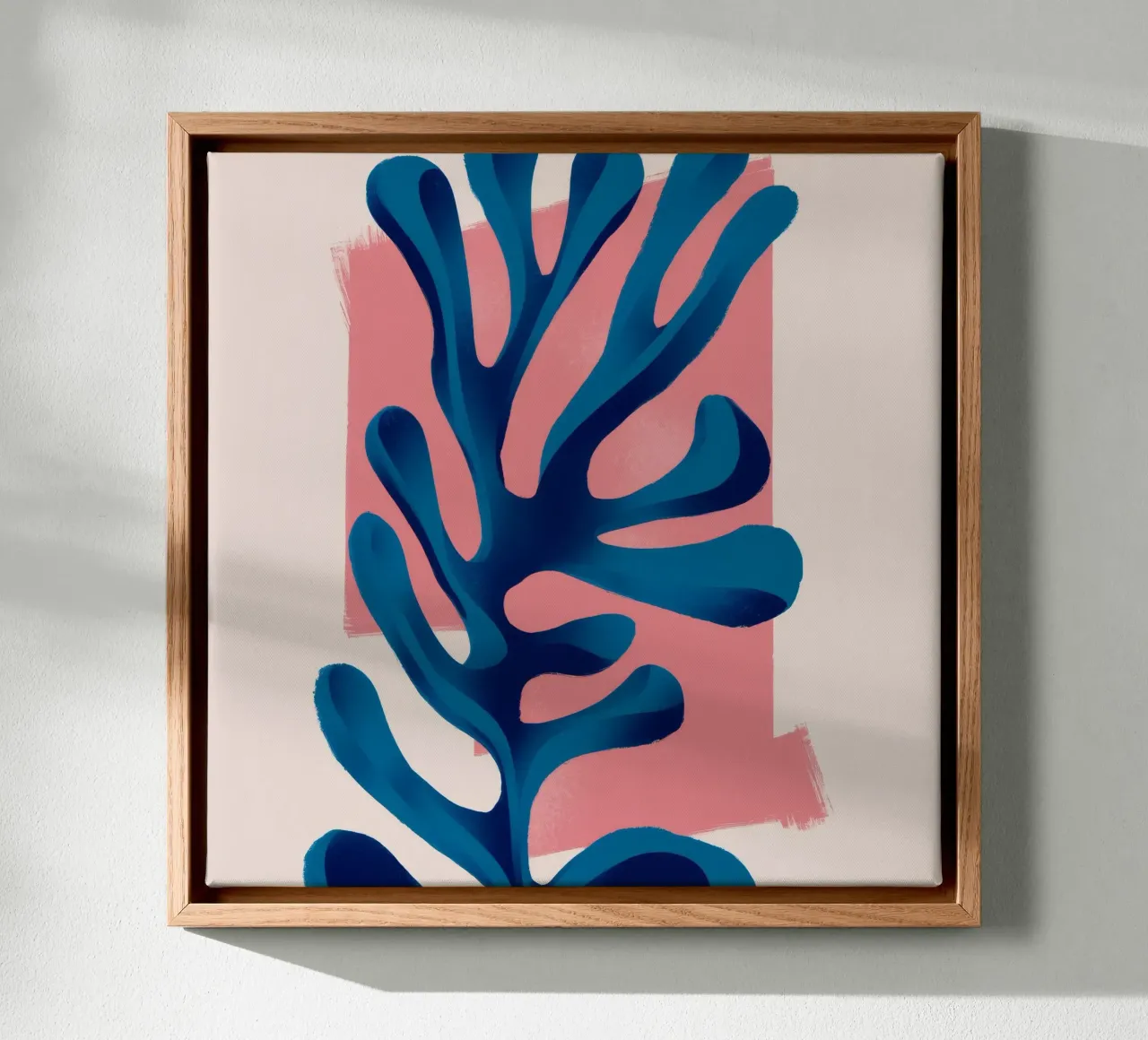 Cerulean Algae Form canvas with Floater frame by Terra Tone