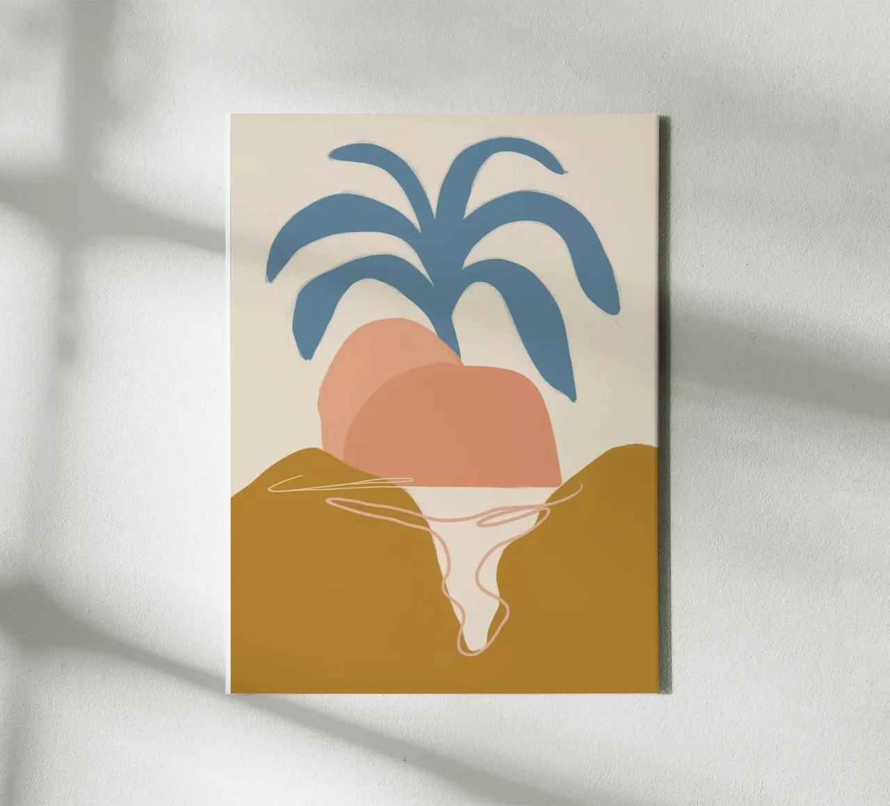 Tropische Zonsondergang Abstract canvas met Baklijst van Terra Tone