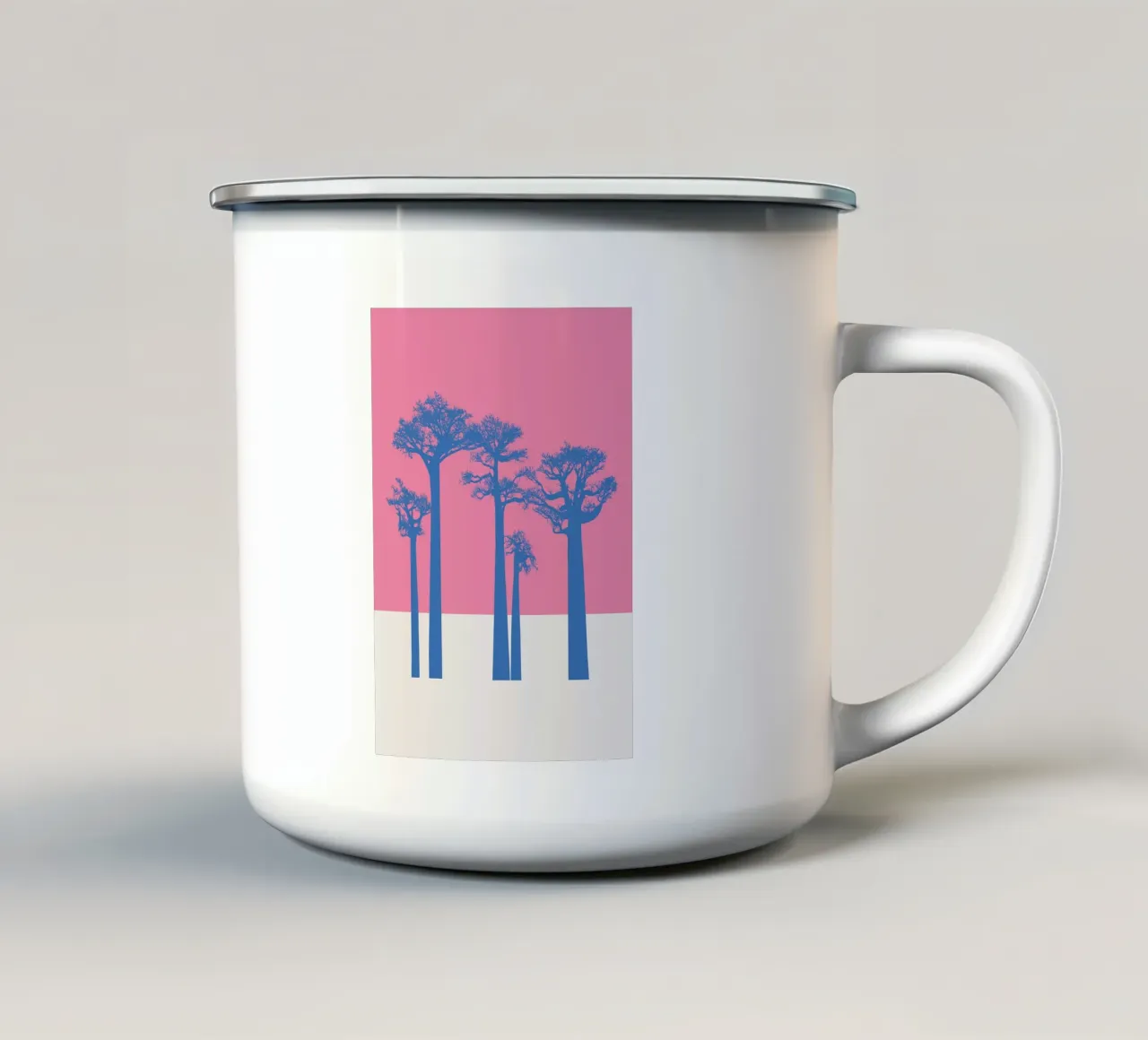 Alberi di baobab rosa e blu tazza in smalto da ikonolexi