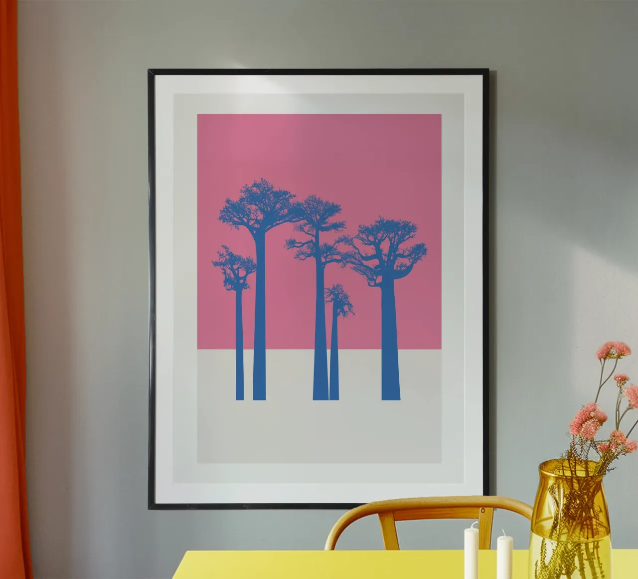 Alberi di baobab rosa e blu poster da ikonolexi