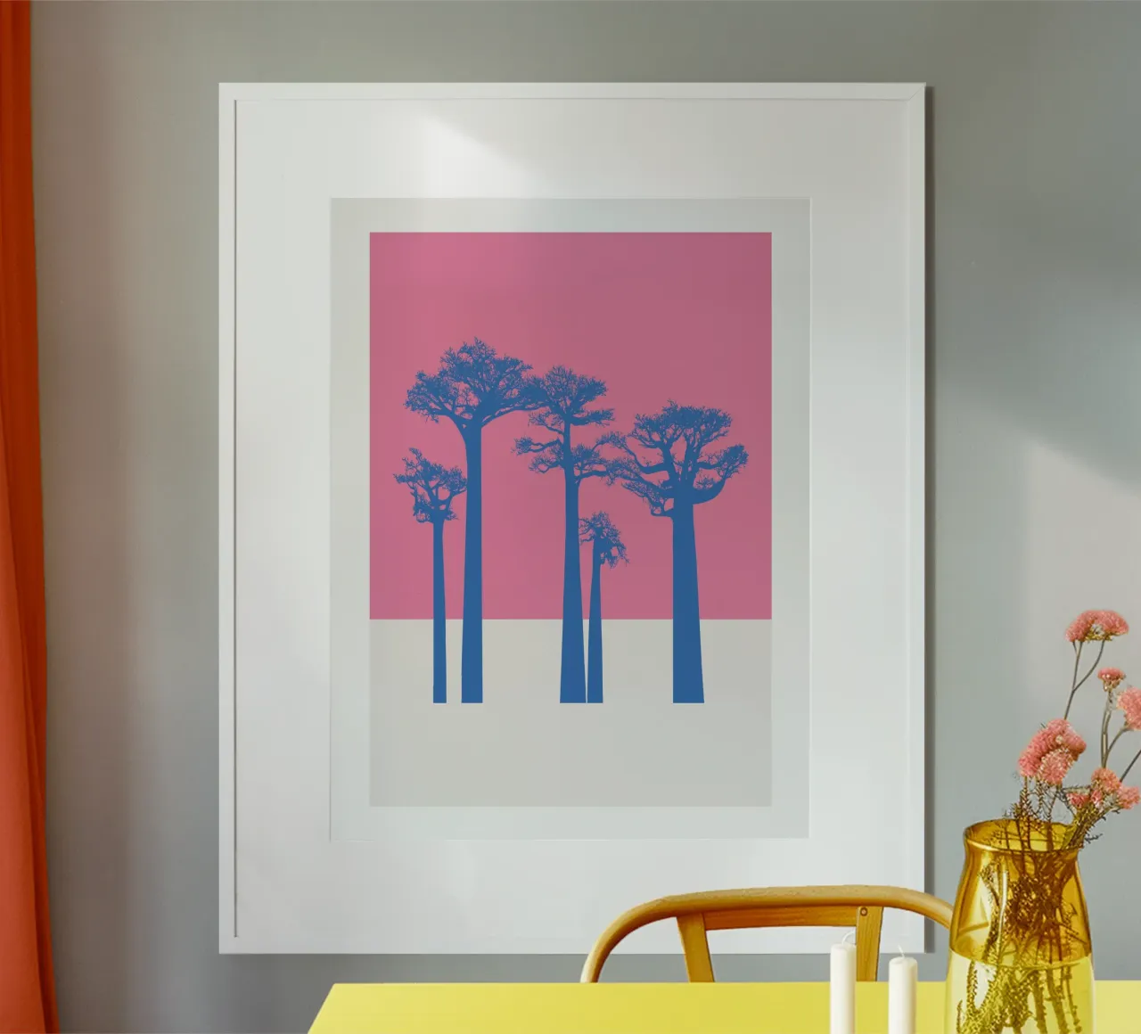 Alberi di baobab rosa e blu poster da ikonolexi