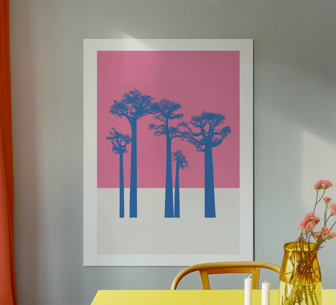 Alberi di baobab rosa e blu poster da ikonolexi