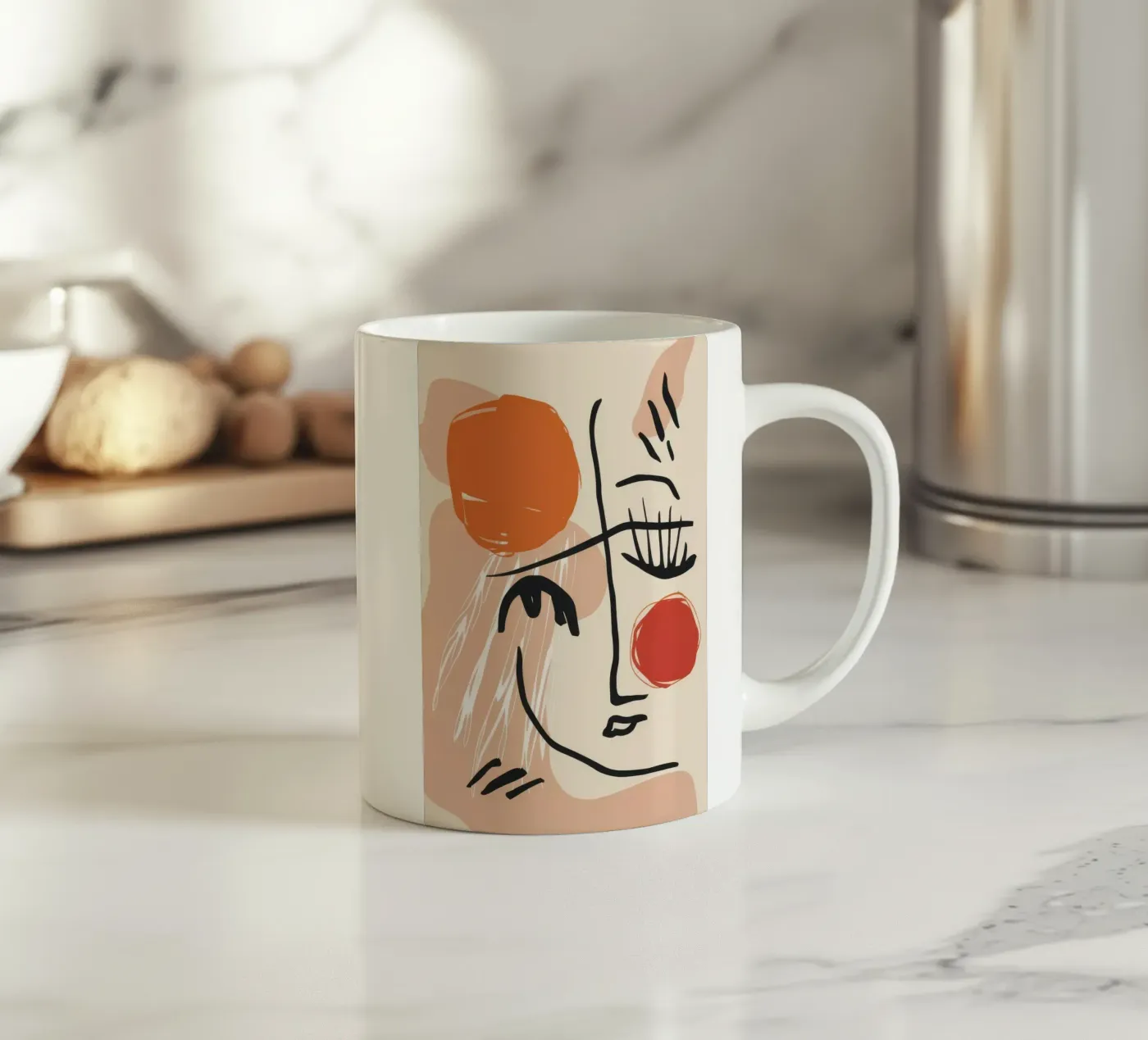 Scribbled Sun Visage ceramic mug by Terra Tone