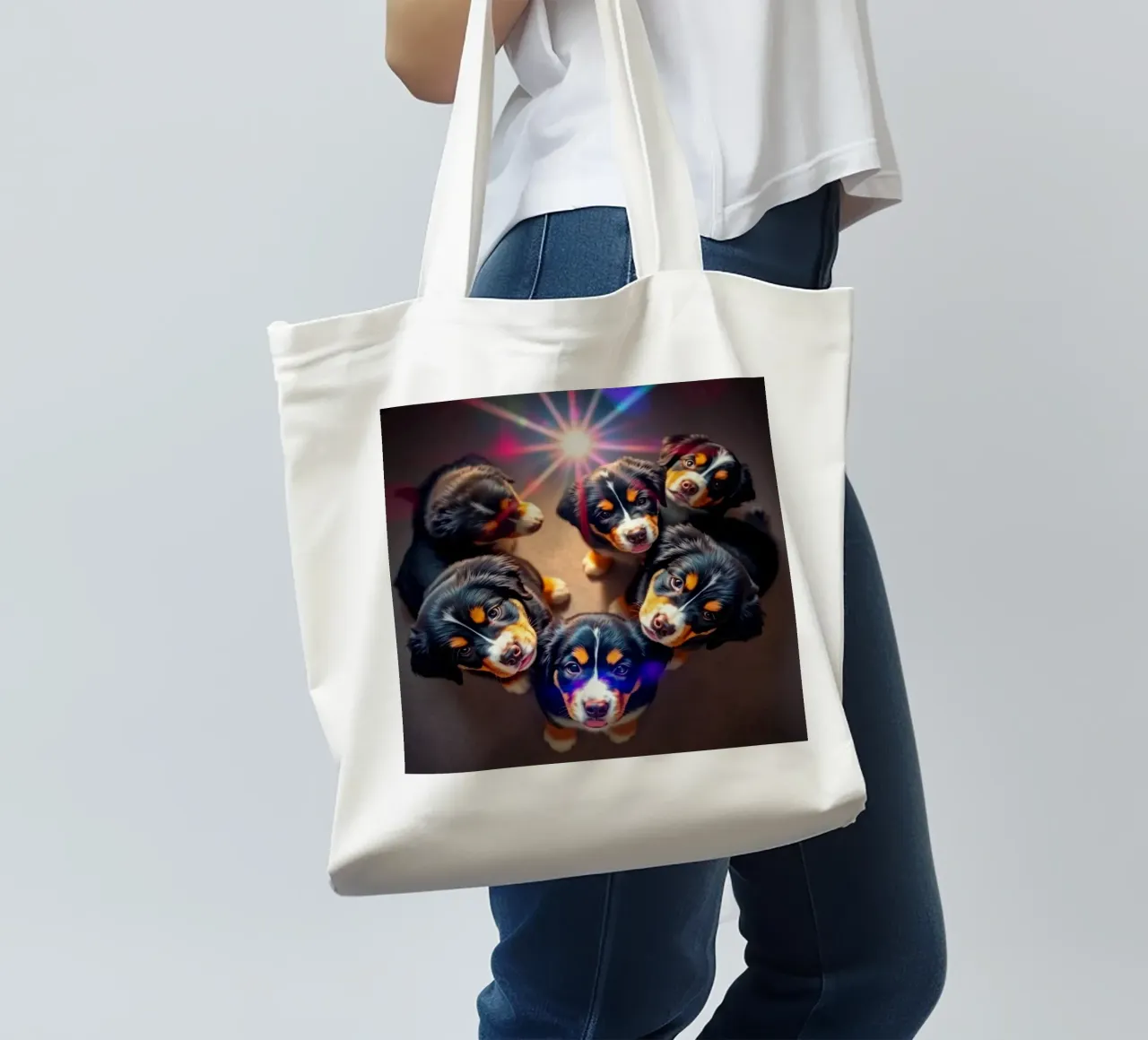 cute little puppies #73 tote bag by Yumis.Beargang.and.Me