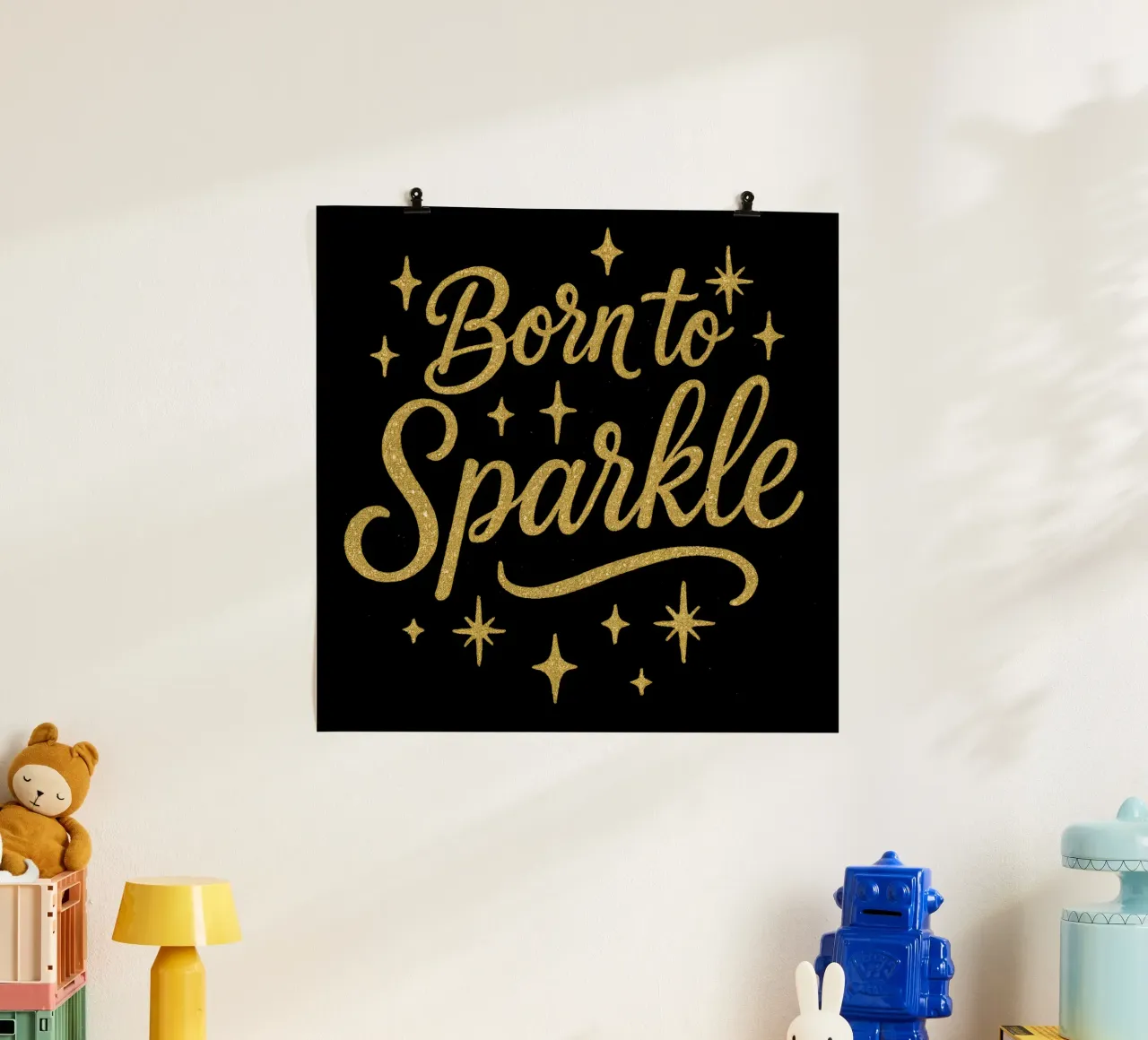 Born To Sparkle avec Glittering text art 1 poster de DesignDoodle