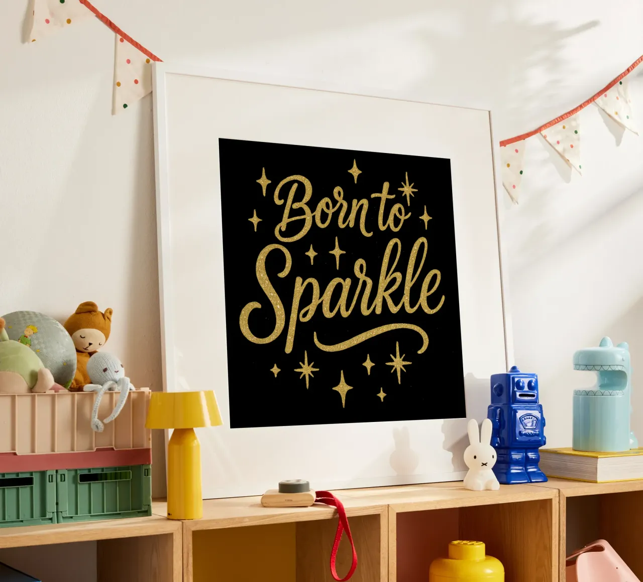 Born To Sparkle avec Glittering text art 1 poster de DesignDoodle