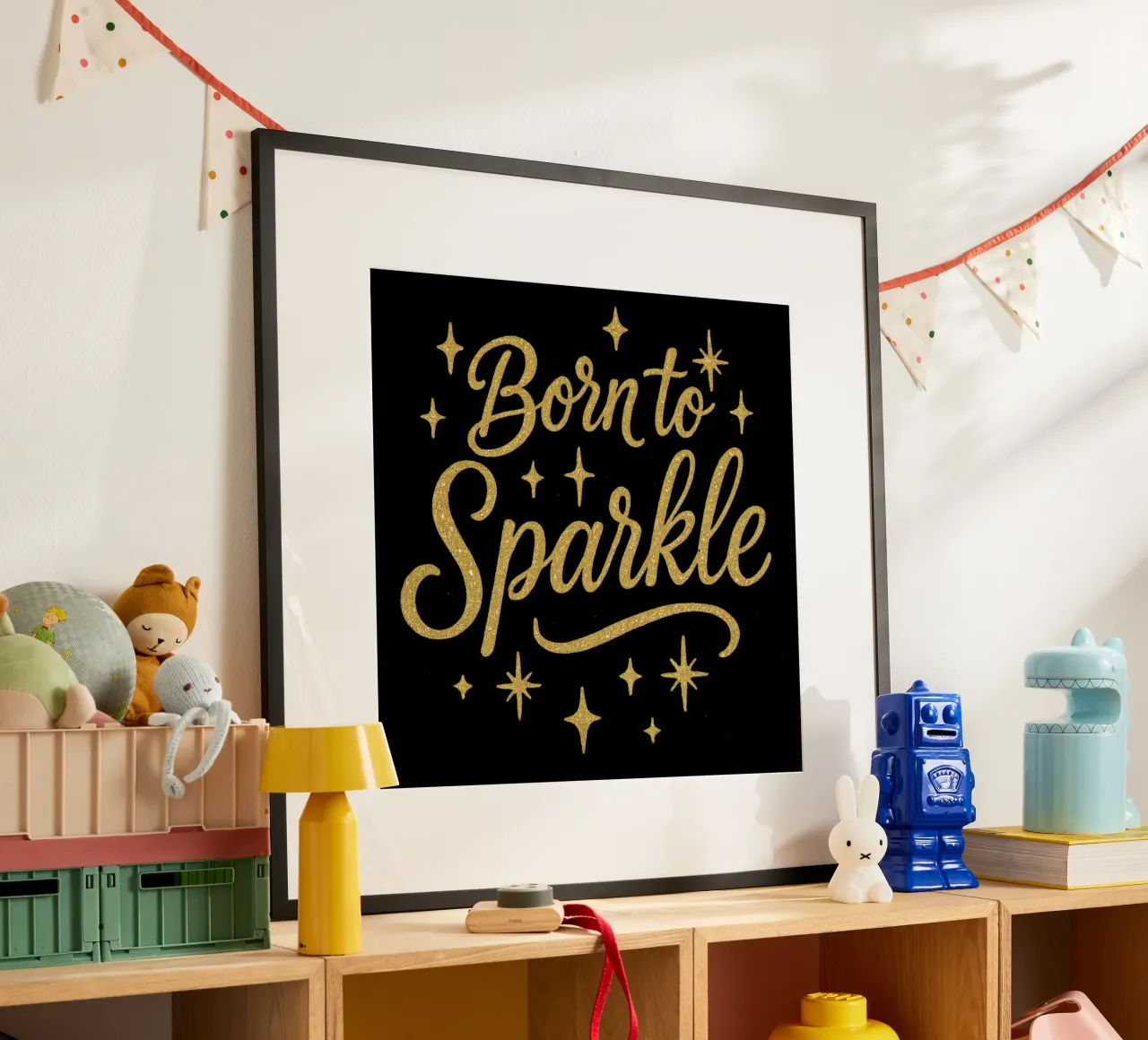 Born To Sparkle avec Glittering text art 1 poster de DesignDoodle