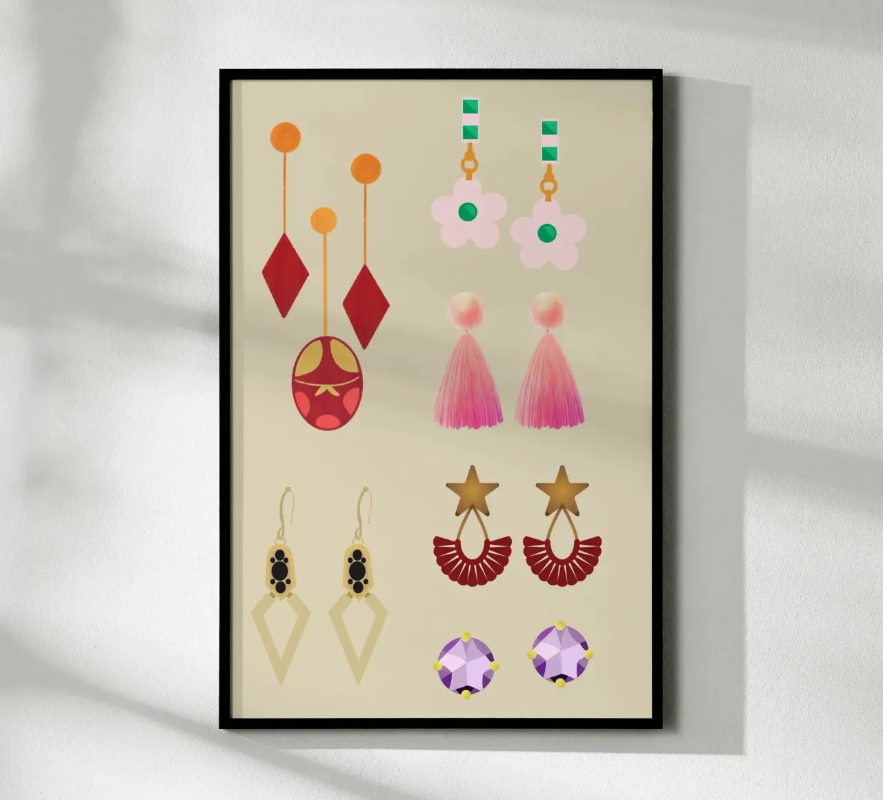Earrings poster with plastic frame by AESTHETIC VIBES by Isabel