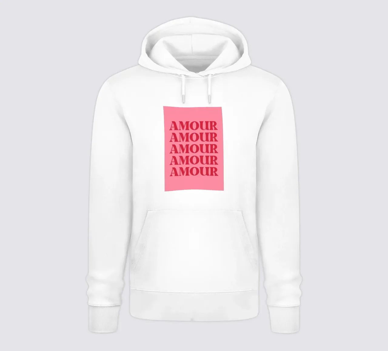 “Amour” Repeated Love Typography in Red and Pink Aesthetic hoodie by pdigitalprints