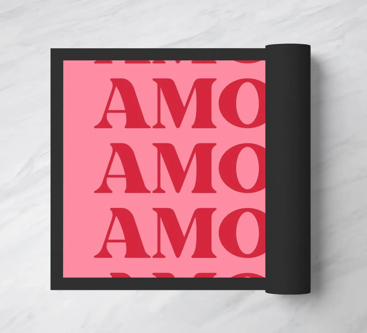 Tipografia d'amore ripetuta "Amour" in rosso e rosa zerbino da pdigitalprints