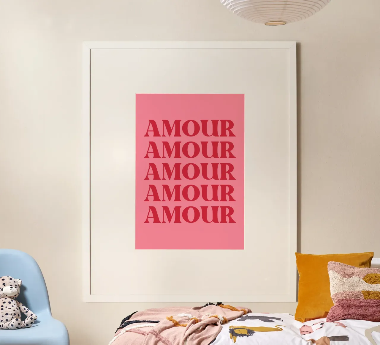 Tipografia d'amore ripetuta "Amour" in rosso e rosa carta hahnemühle da pdigitalprints