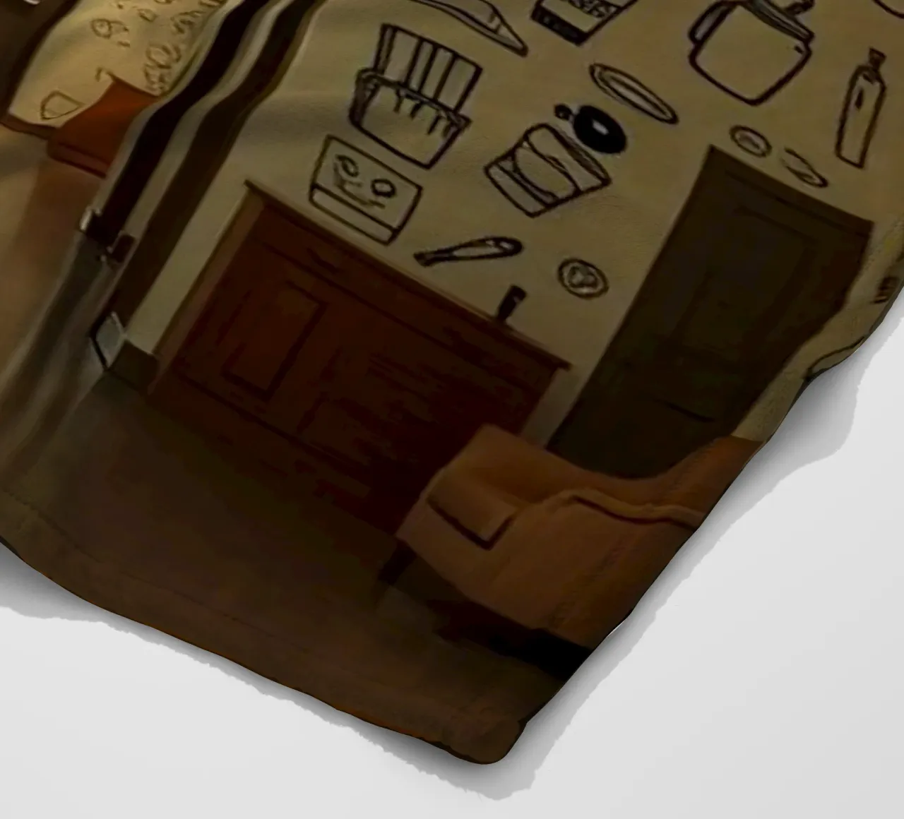 Murale con illustrazioni di cibi e bevande in una hallwa coperta in pile da DesignDoodle