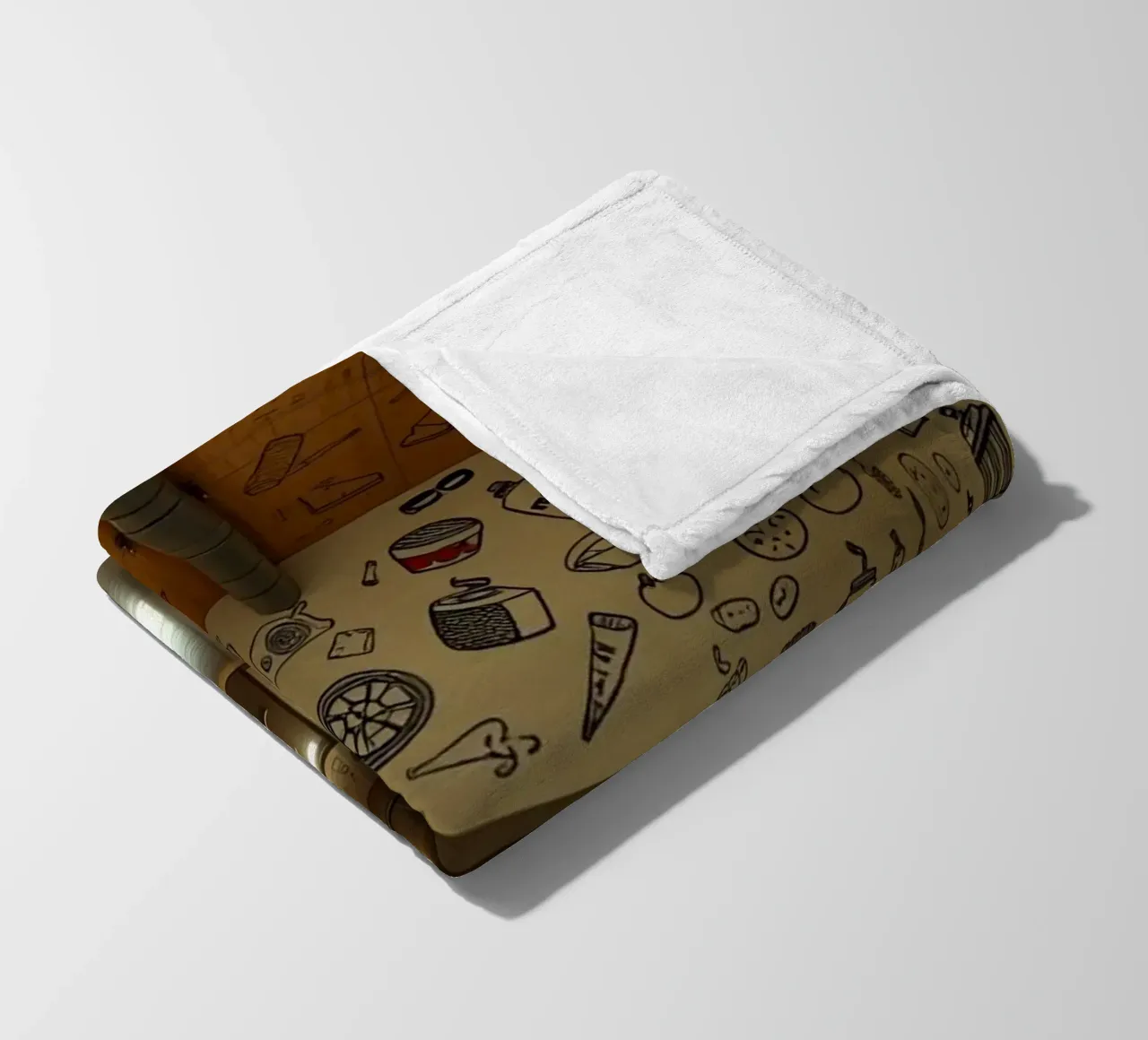 Murale con illustrazioni di cibi e bevande in una hallwa coperta in pile da DesignDoodle
