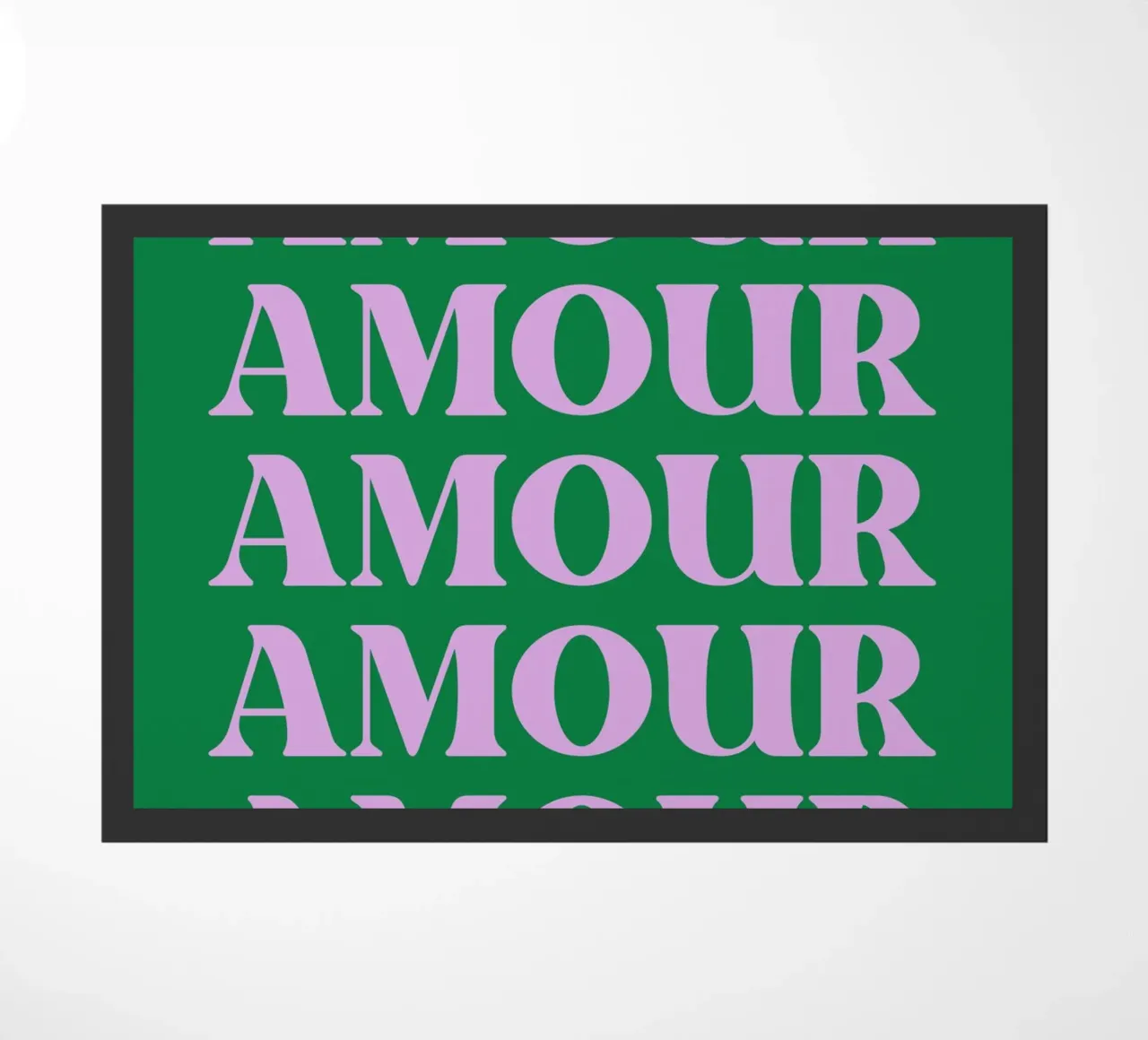 “Amour” Repeated Love Typography doormat by pdigitalprints