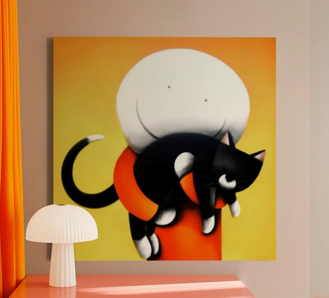 gatti in pigiama donna gatto Doug Hyde tela con Cornice a cassetta da Hyde Hi