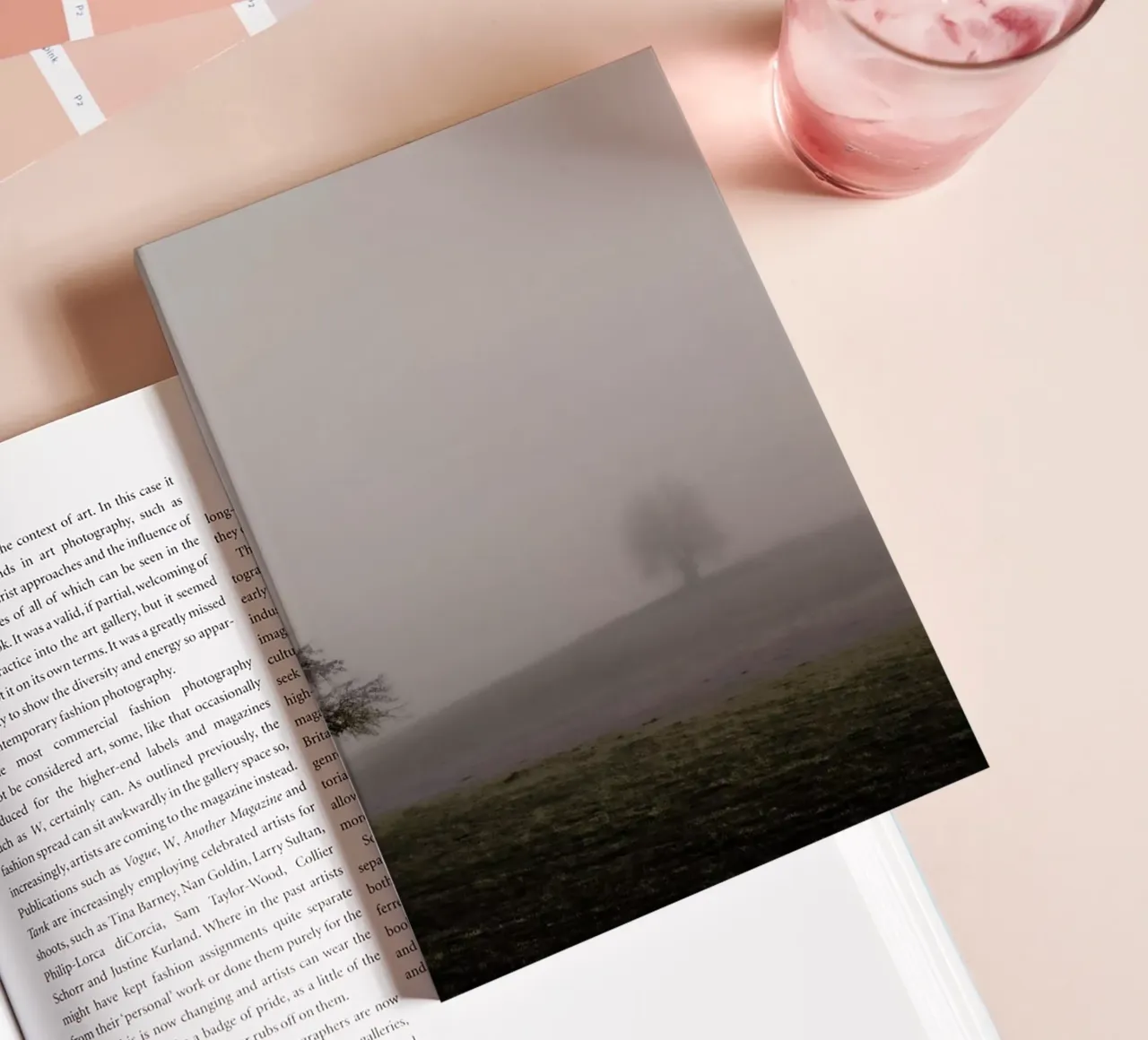 Moody Trees Brown - Bäume im Morgennebel notebook by Monika Strigel