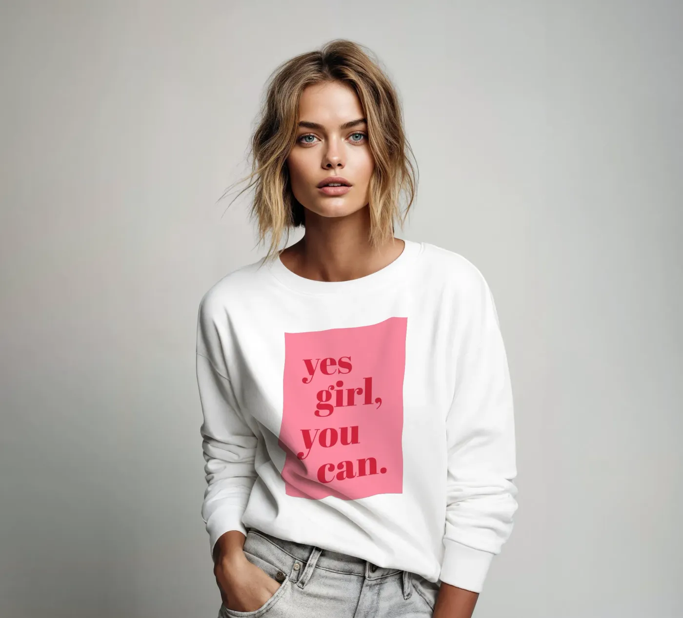 “Yes Girl, You Can” Feminist Empowerment Quote in Bold Red sweatshirt by pdigitalprints