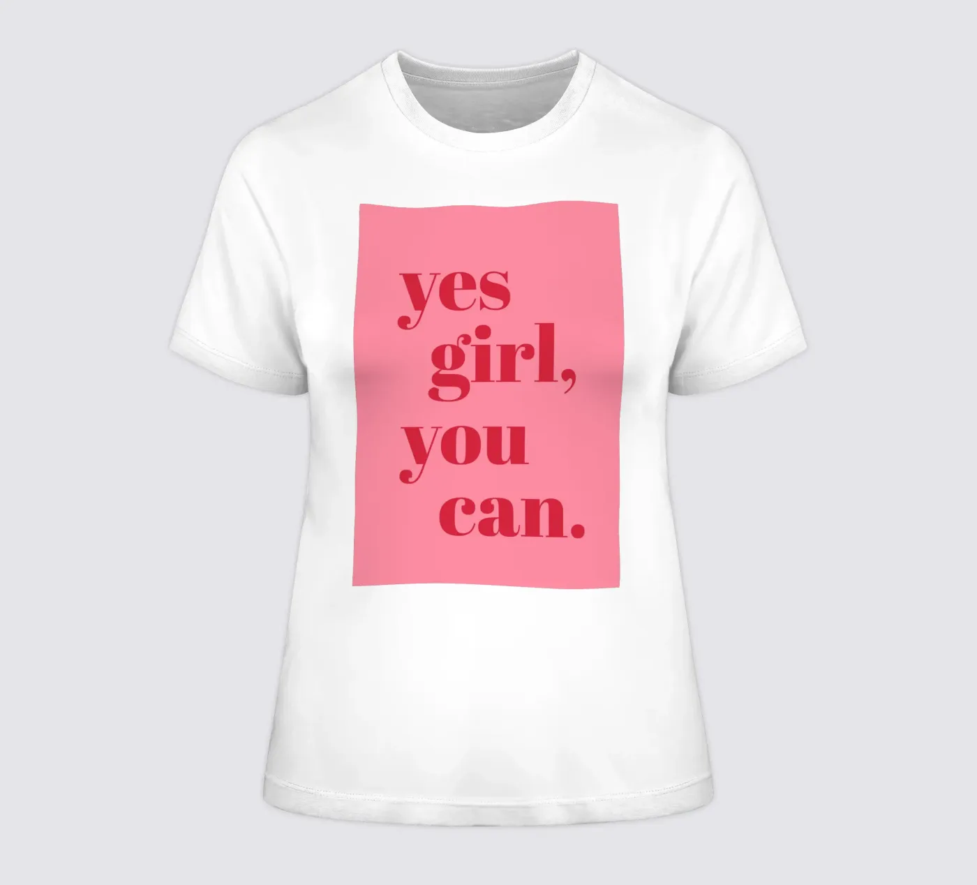 “Yes Girl, You Can” Feminist Empowerment Quote in Bold Red women's fitted t-shirt by pdigitalprints
