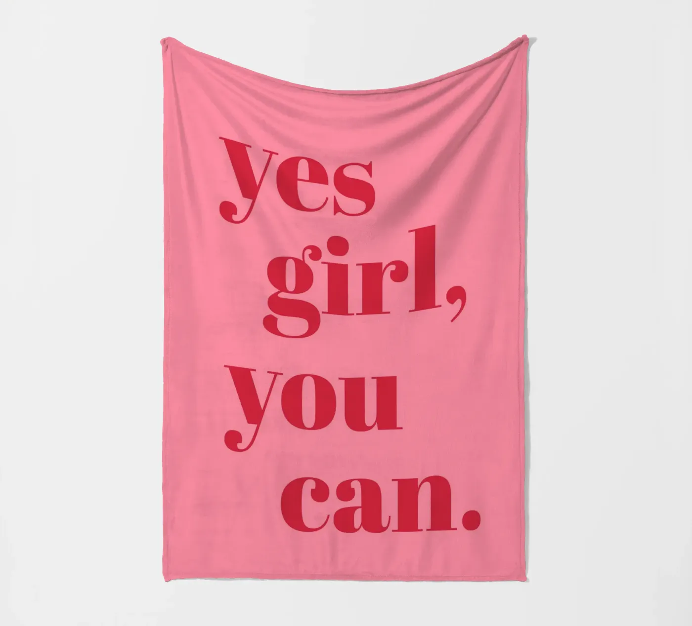 “Yes Girl, You Can” Feminist Empowerment Quote in Bold Red fleece blanket by pdigitalprints