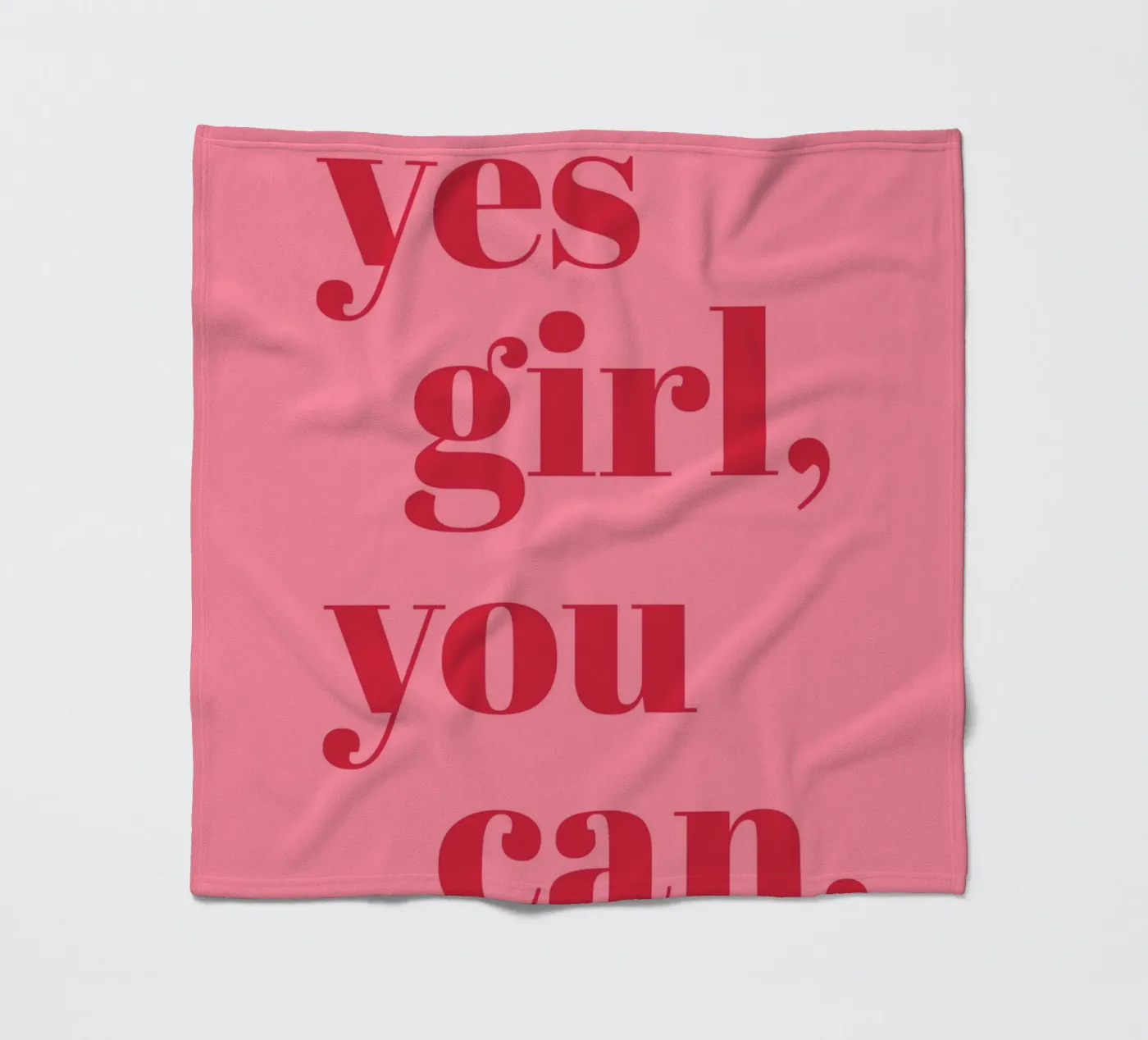 “Yes Girl, You Can” Feminist Empowerment Quote in Bold Red fleece blanket by pdigitalprints