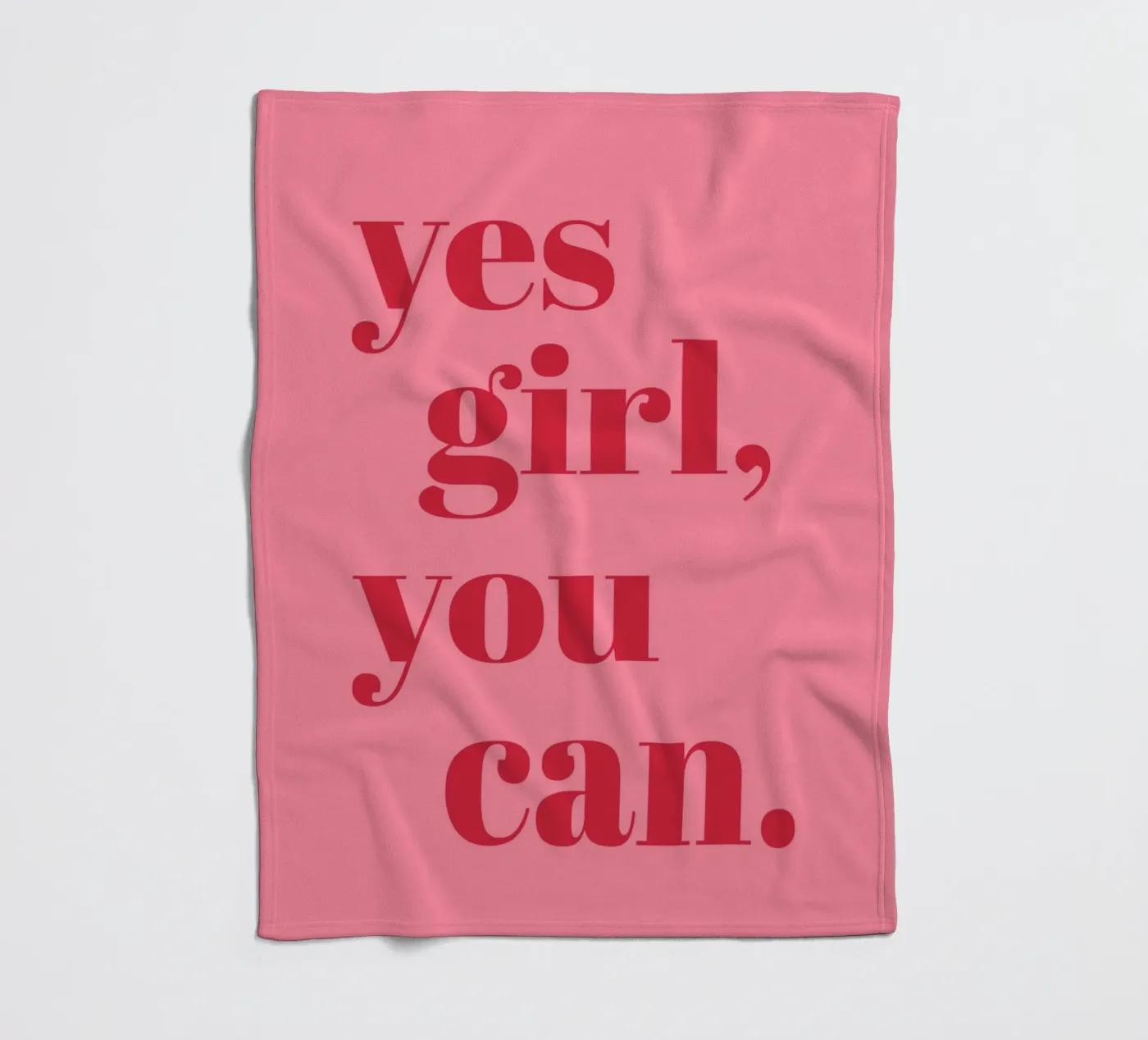 “Yes Girl, You Can” Feminist Empowerment Quote in Bold Red fleece blanket by pdigitalprints