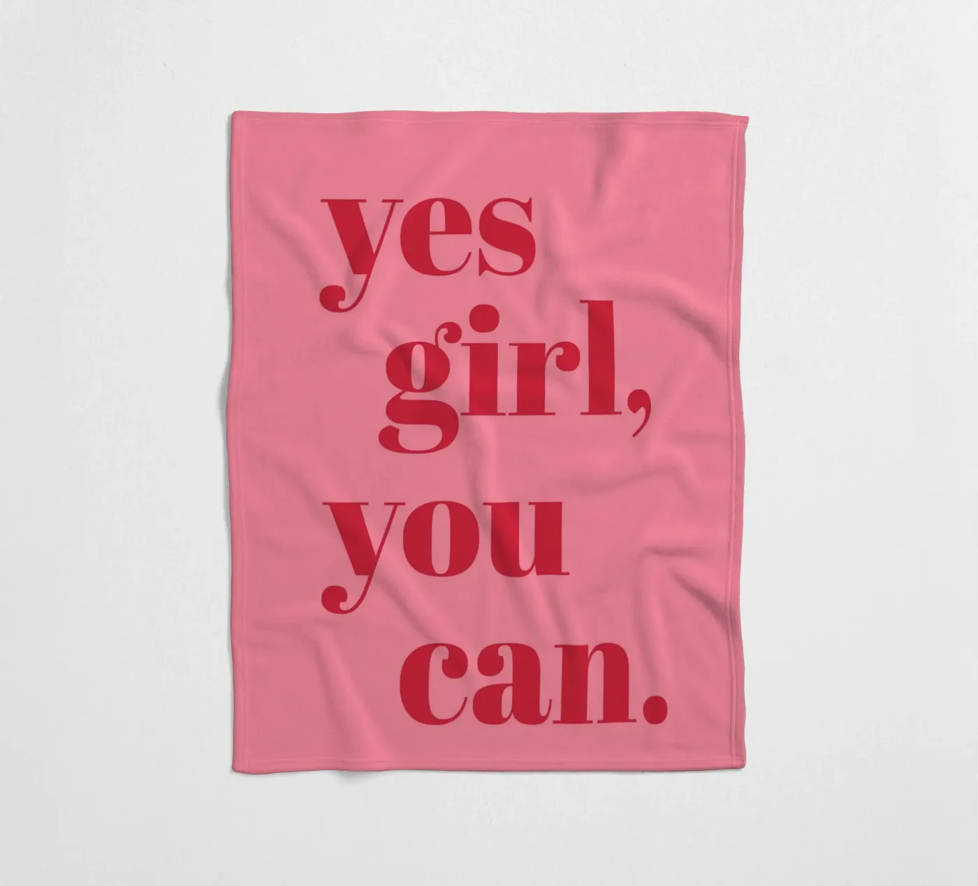 “Yes Girl, You Can” Feminist Empowerment Quote in Bold Red fleece blanket by pdigitalprints