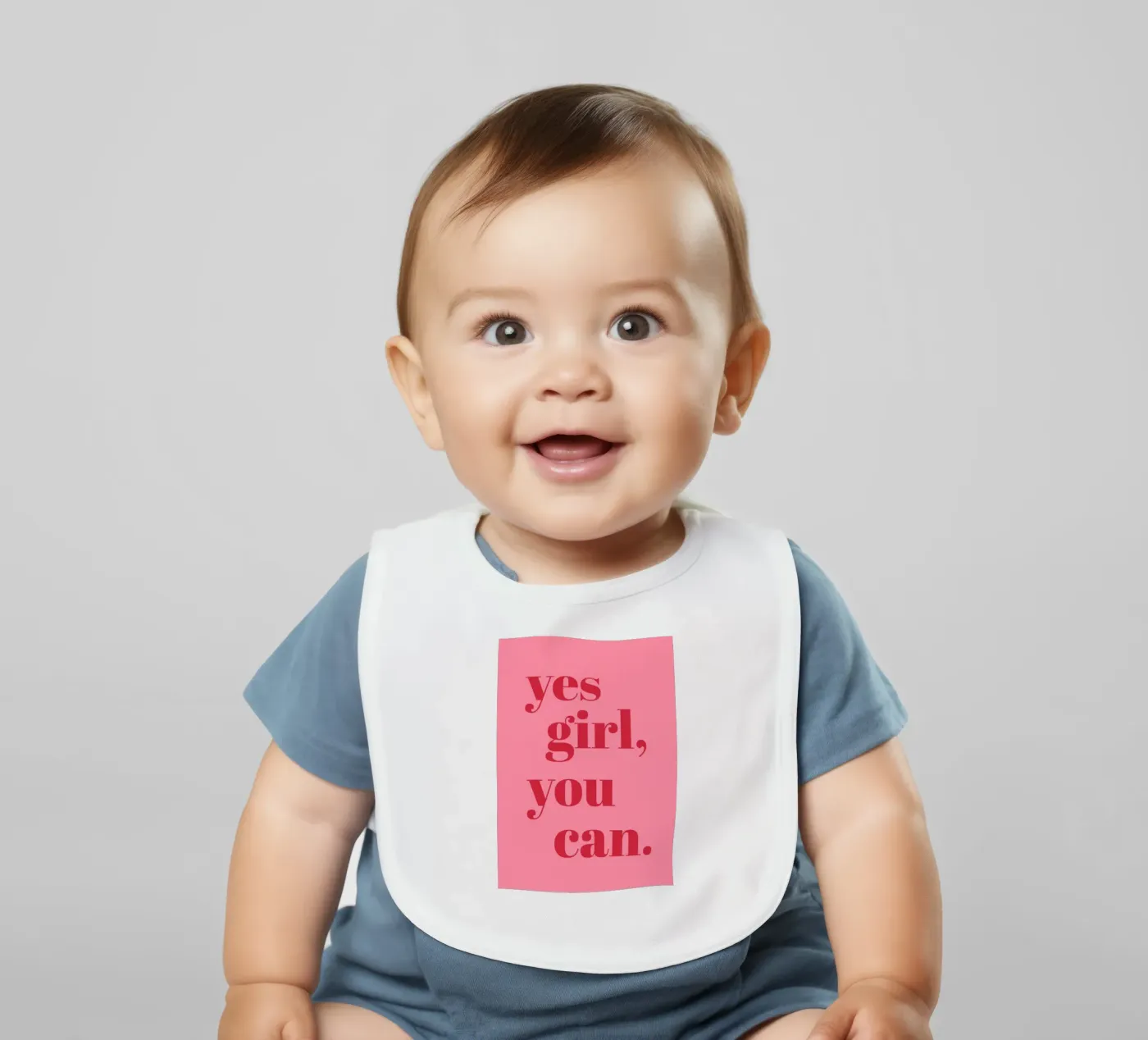 “Yes Girl, You Can” Feminist Empowerment Quote in Bold Red baby bib by pdigitalprints