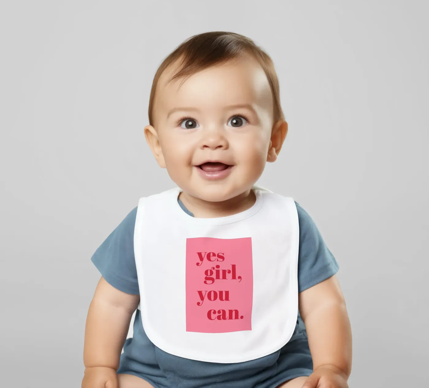 “Yes Girl, You Can” Feminist Empowerment Quote in Bold Red baby bib by pdigitalprints