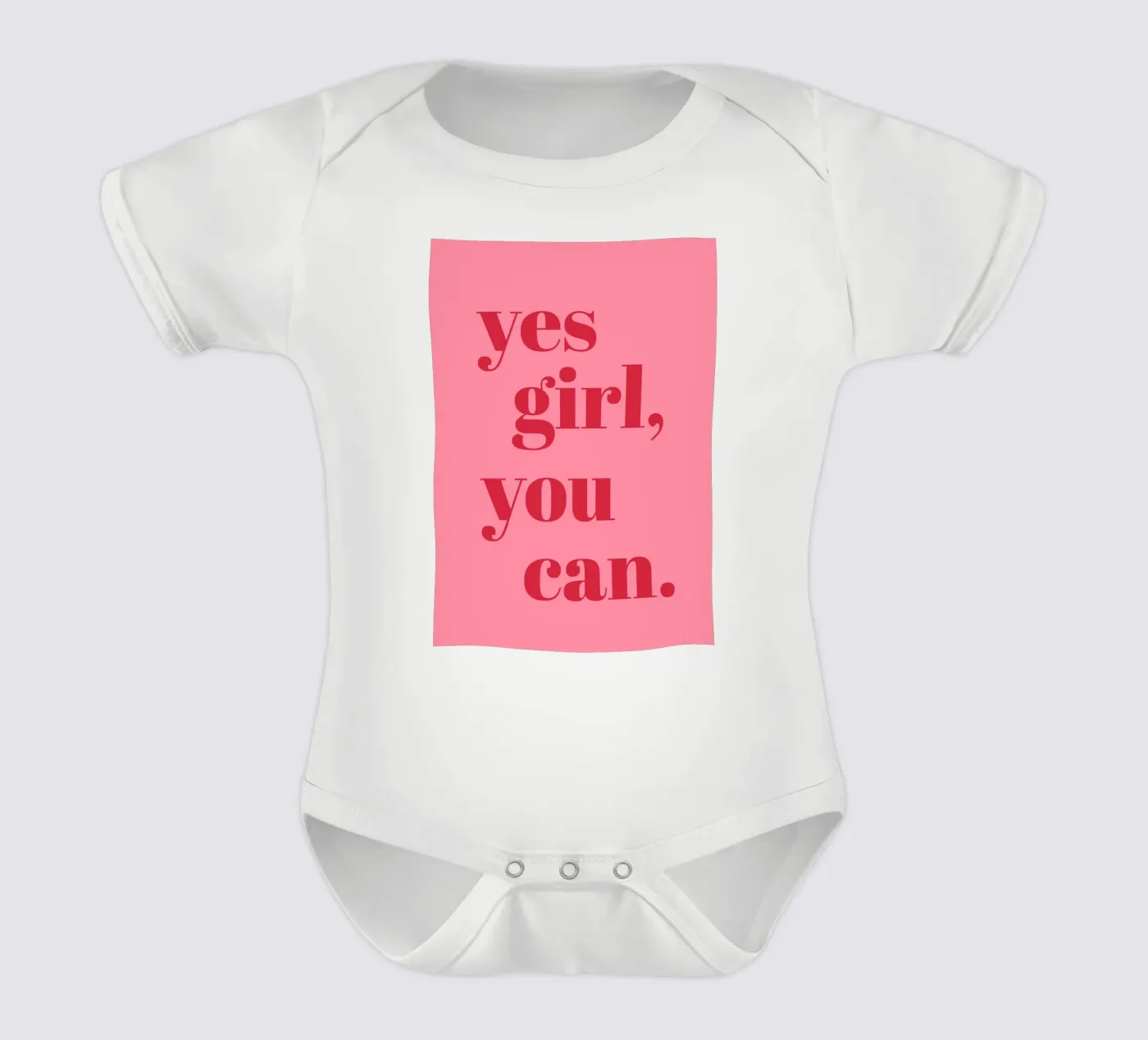 “Yes Girl, You Can” Feminist Empowerment Quote in Bold Red short-sleeve baby romper by pdigitalprints