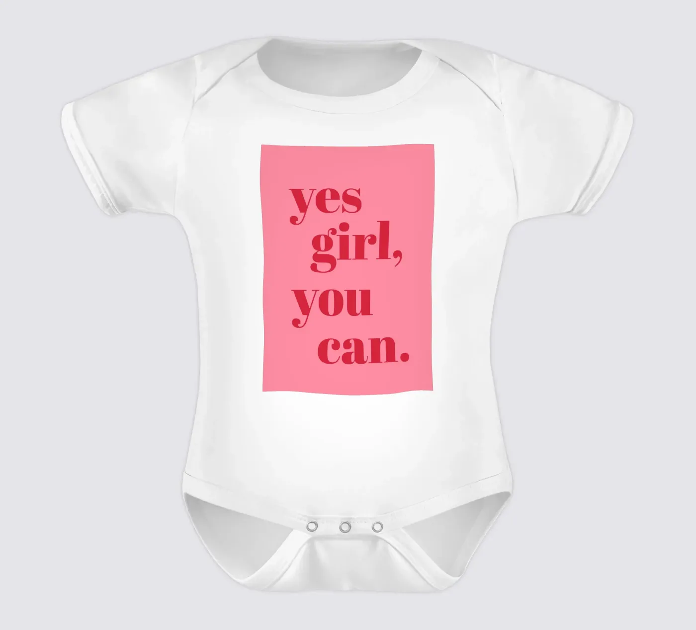 “Yes Girl, You Can” Feminist Empowerment Quote in Bold Red short-sleeve baby romper by pdigitalprints