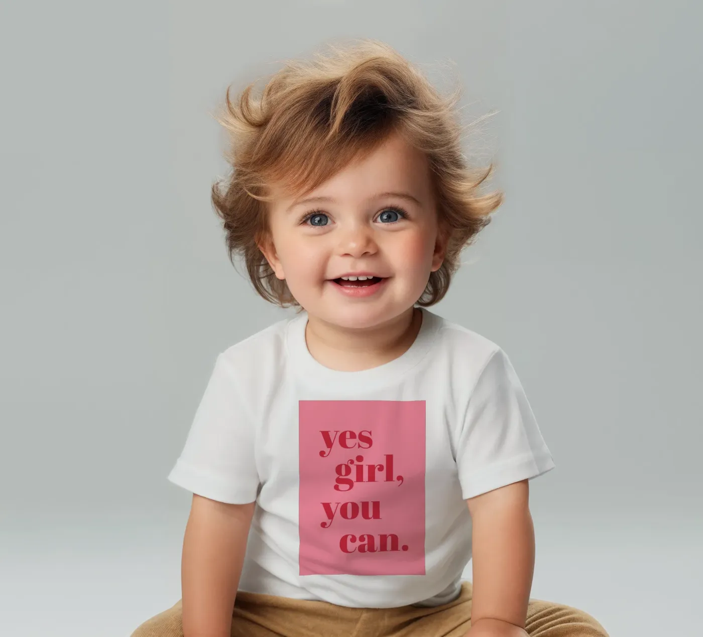 “Yes Girl, You Can” Feminist Empowerment Quote in Bold Red baby t-shirt by pdigitalprints