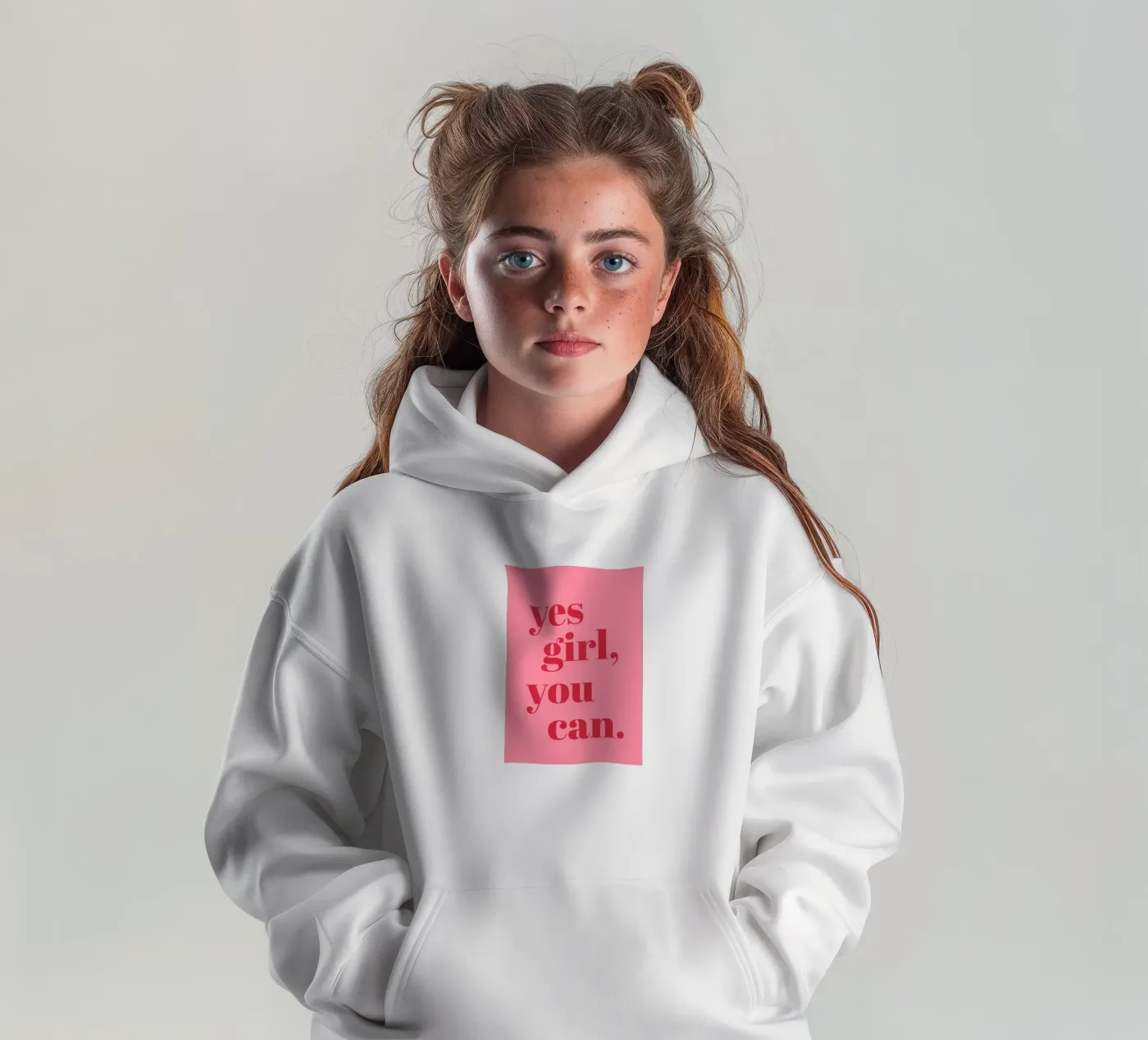 “Yes Girl, You Can” Feminist Empowerment Quote in Bold Red kids hoodie by pdigitalprints