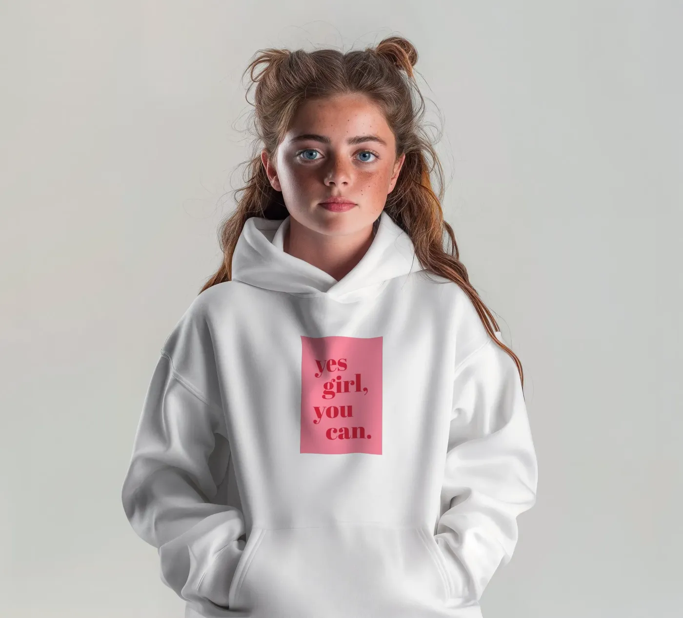 “Yes Girl, You Can” Feminist Empowerment Quote in Bold Red kids hoodie by pdigitalprints