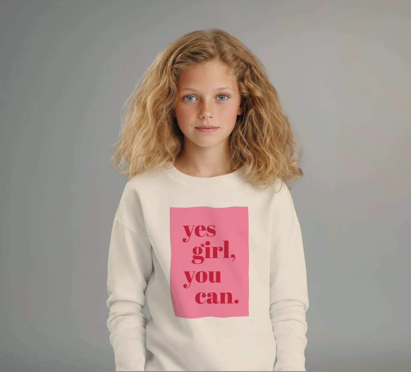 “Yes Girl, You Can” Feminist Empowerment Quote in Bold Red kids sweatshirt by pdigitalprints