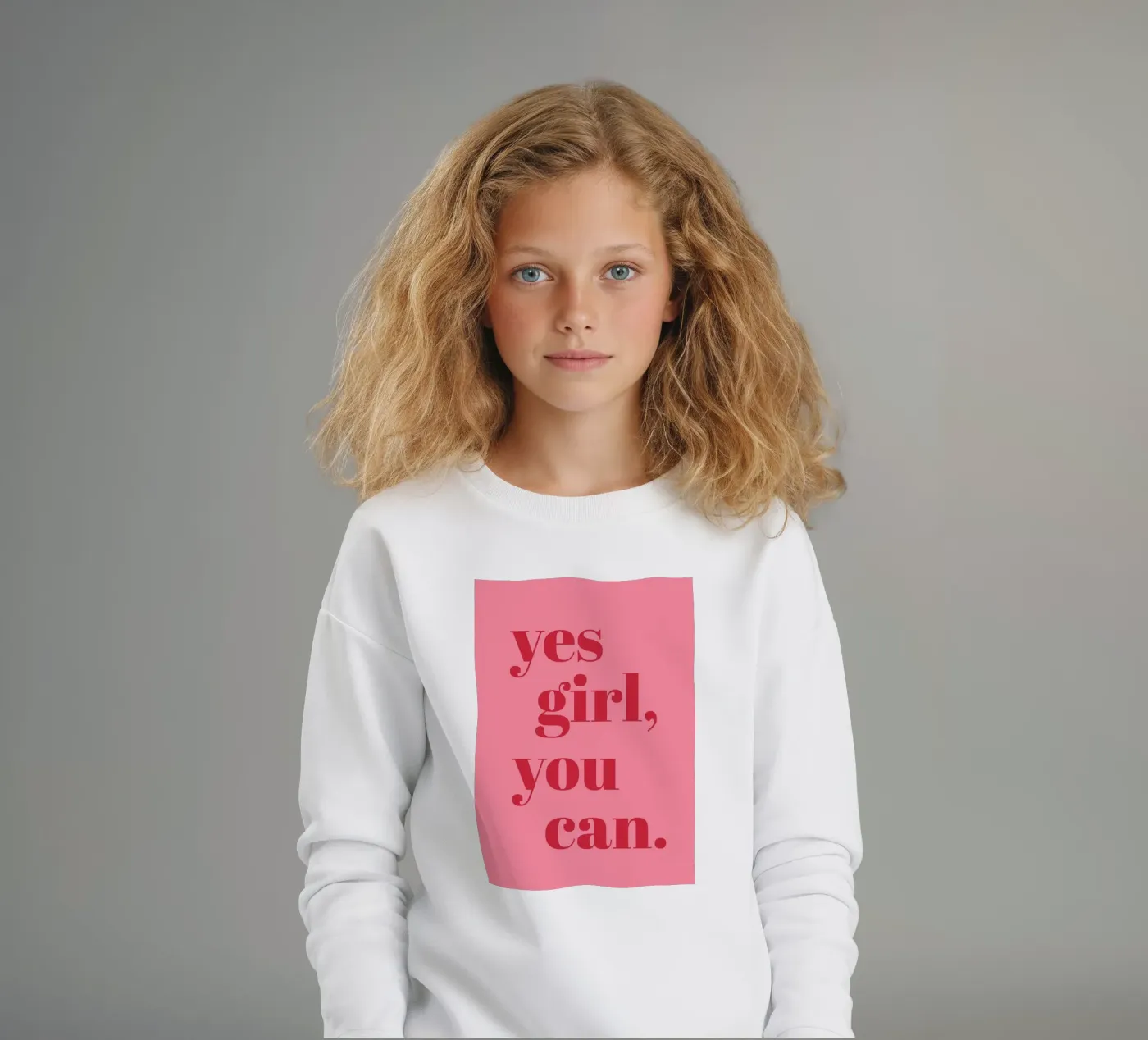 “Yes Girl, You Can” Feminist Empowerment Quote in Bold Red kids sweatshirt by pdigitalprints