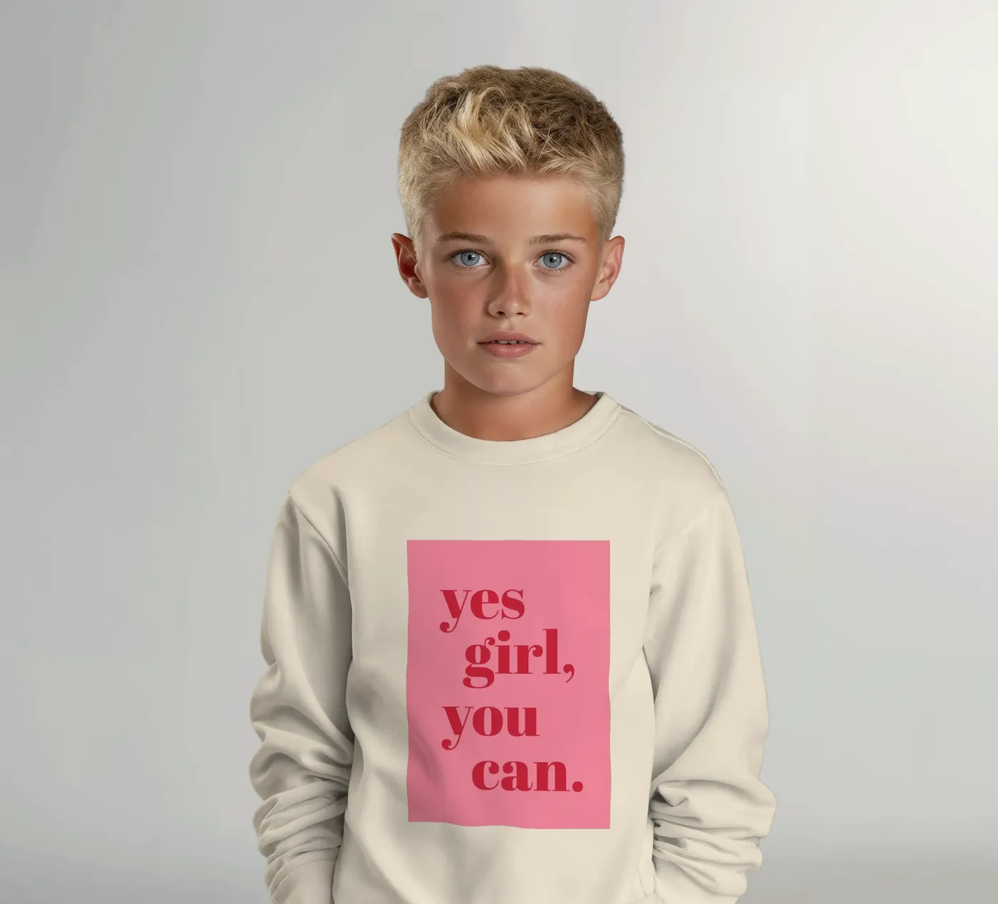 “Yes Girl, You Can” Feminist Empowerment Quote in Bold Red kids sweatshirt by pdigitalprints