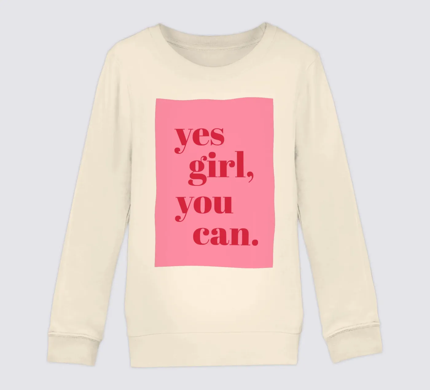 “Yes Girl, You Can” Feminist Empowerment Quote in Bold Red kids sweatshirt by pdigitalprints