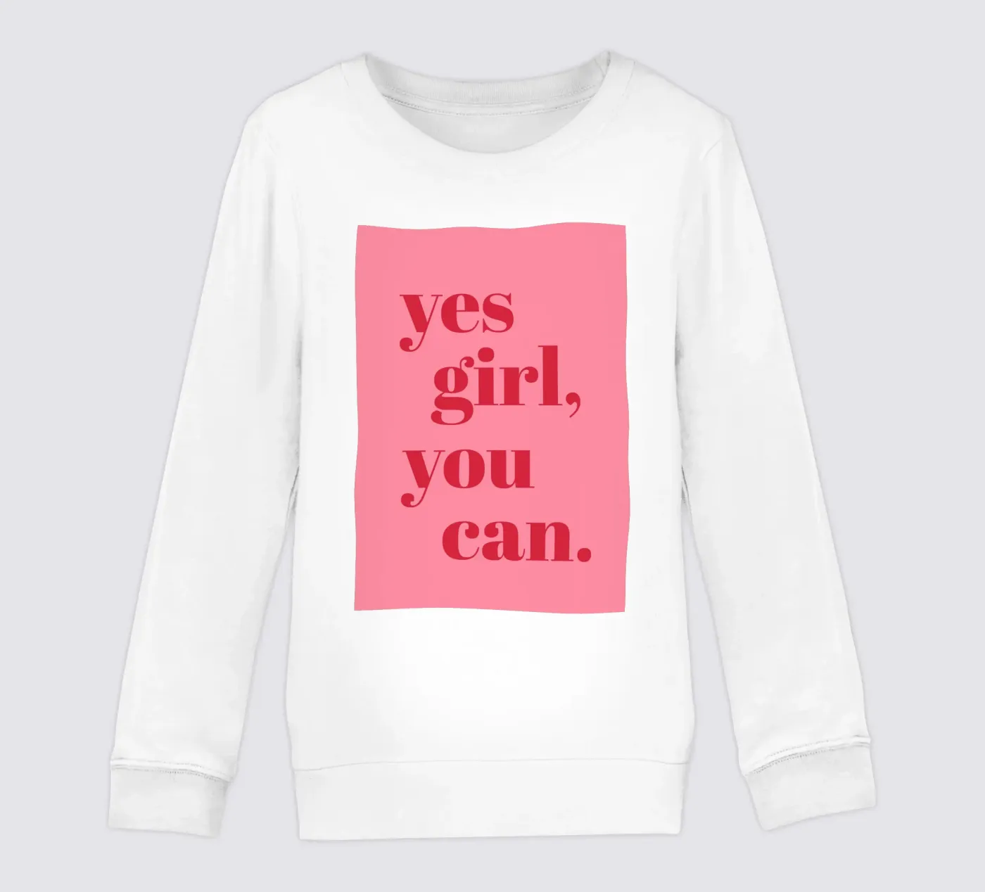 “Yes Girl, You Can” Feminist Empowerment Quote in Bold Red kids sweatshirt by pdigitalprints