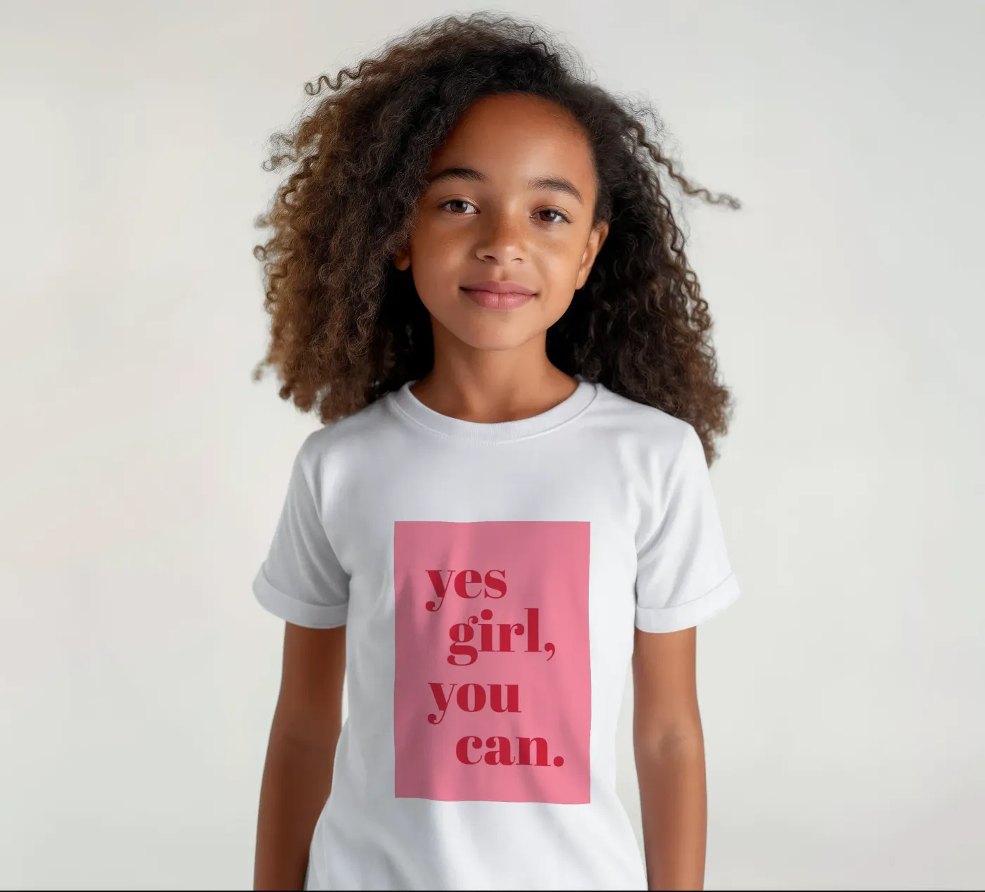 “Yes Girl, You Can” Feminist Empowerment Quote in Bold Red kids t-shirt by pdigitalprints